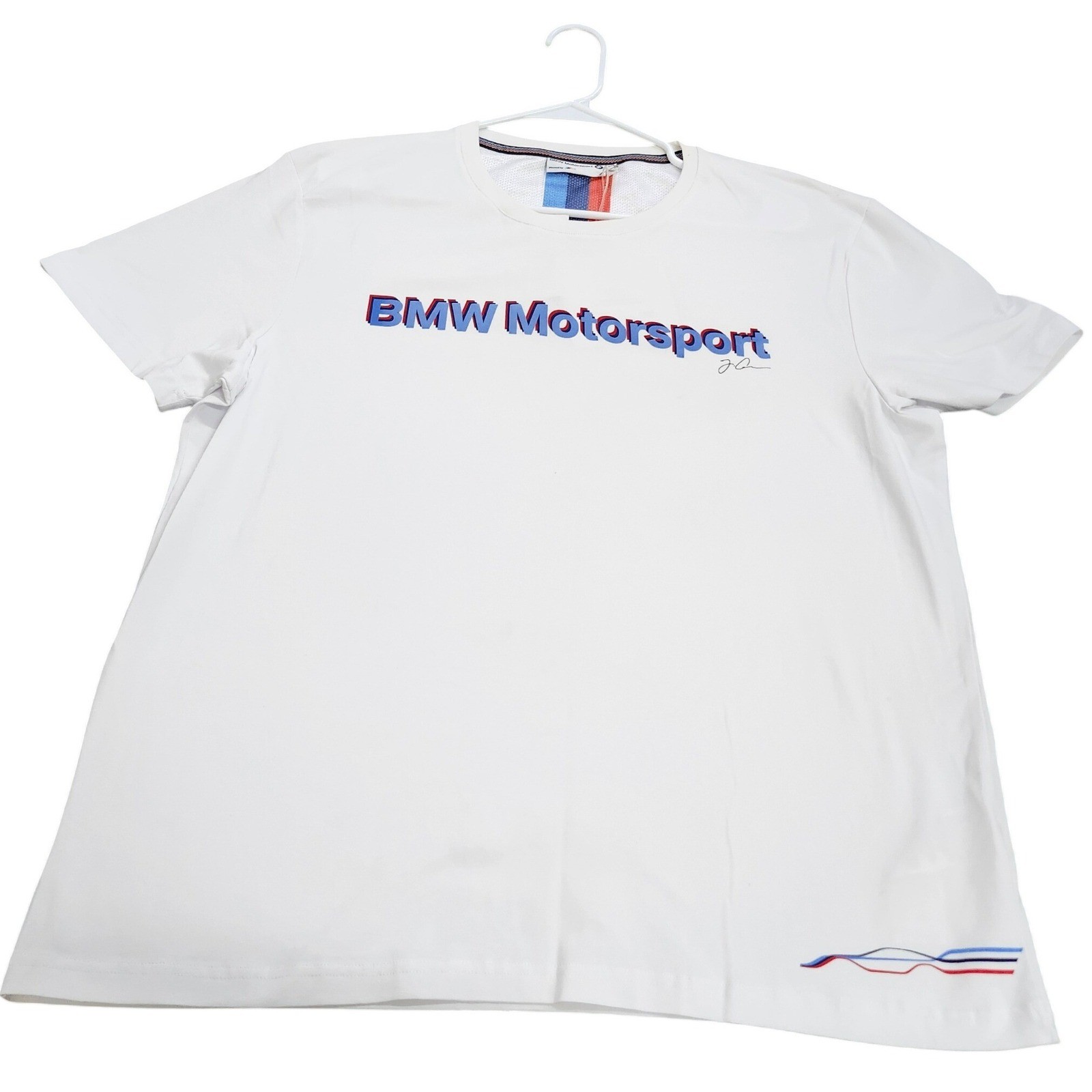 BMW Motorsport Mens White Graphic T-Shirt 3D Logo Racing XXL 80142285833 NEW