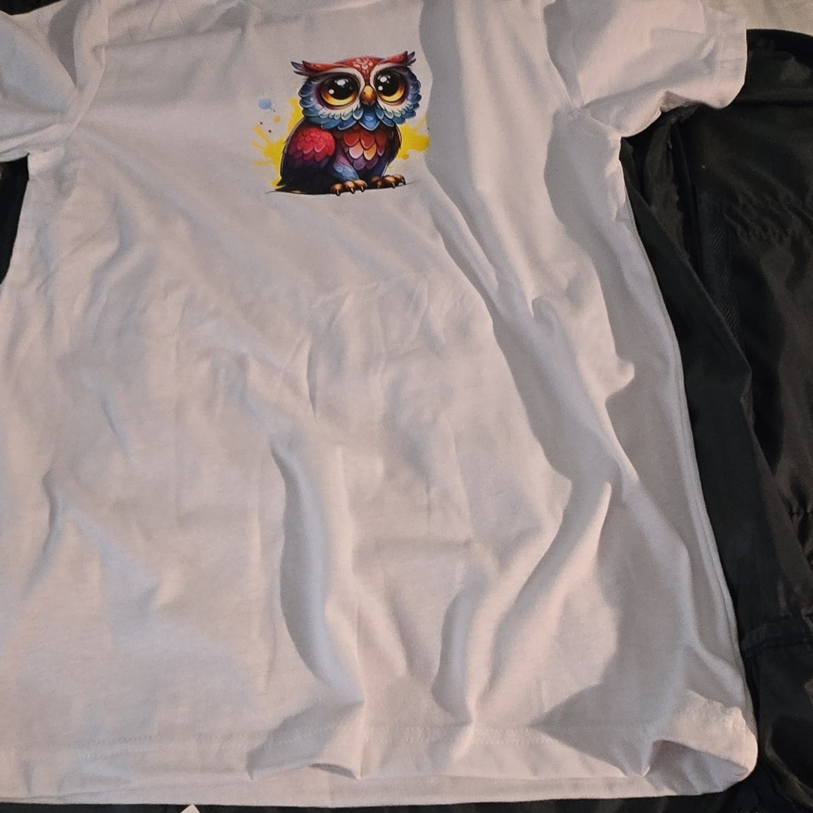 Bella + Canvas Men’s S White Crew Neck Short Sleeve Cotton Owl Graphic T-Shirt