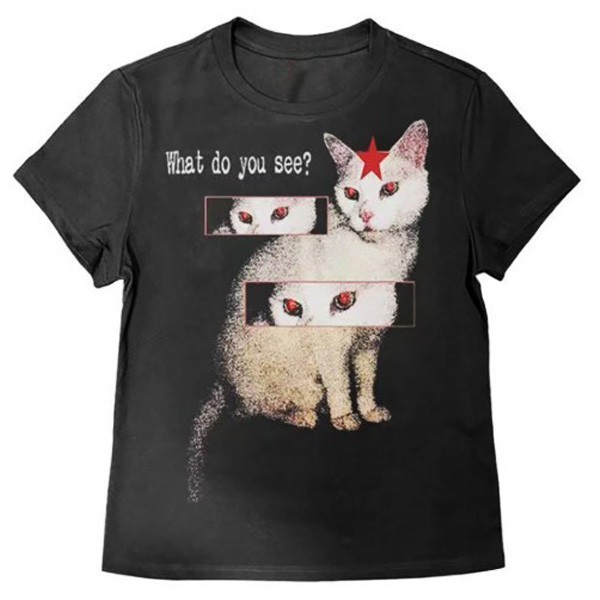 Y2K Gothic Cat Design Graphic Tee Unisex Short Sleeve Shirt S-5XL