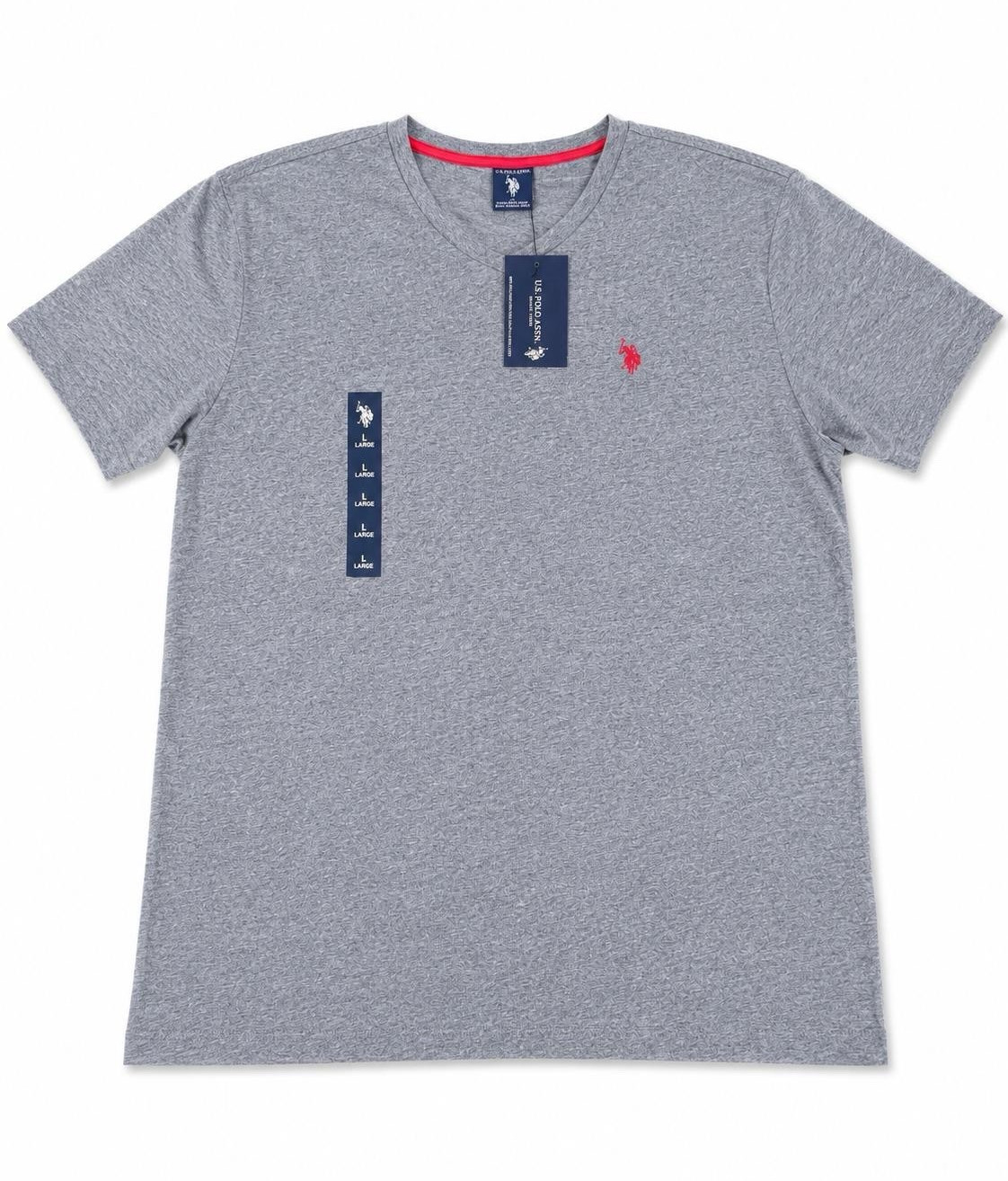 U.S. Polo Assn. Men’s Gray Solid Crew Neck Short Sleeve Logo T-Shirt, L