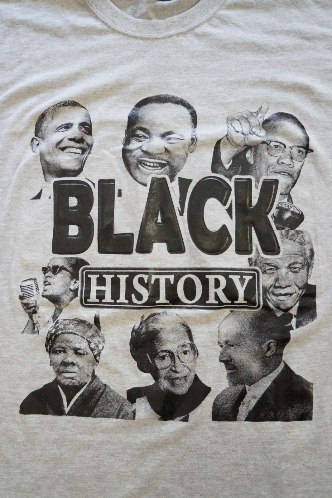 Black History T-Shirt Gemrock Mens 4XL Gray Obama King MLK Malcolm X