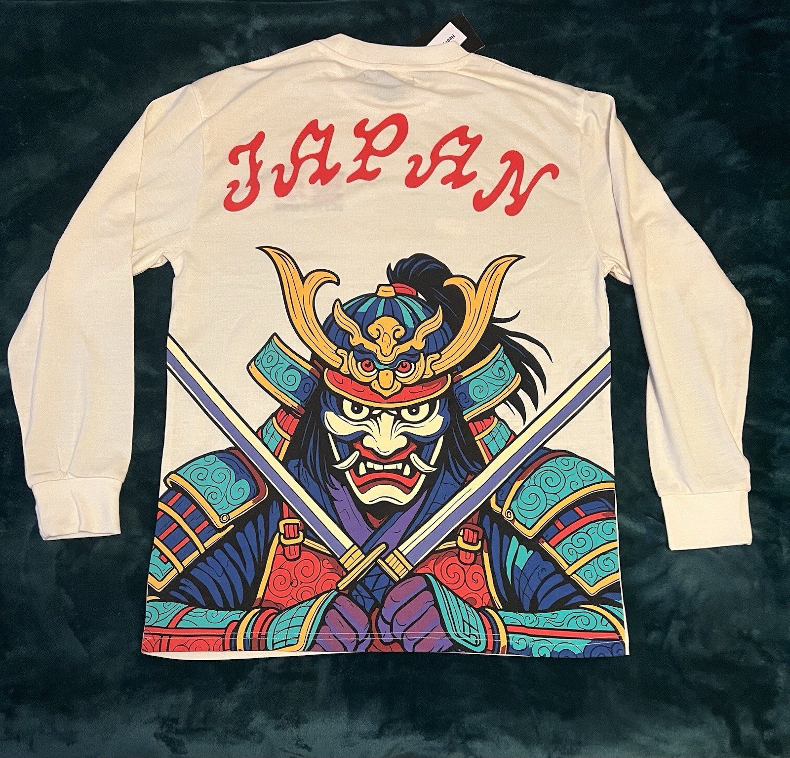 BrandMakers Tokyo Japan Samurai Graphic Logo Heavyweight Long Sleeve Tee Cream M
