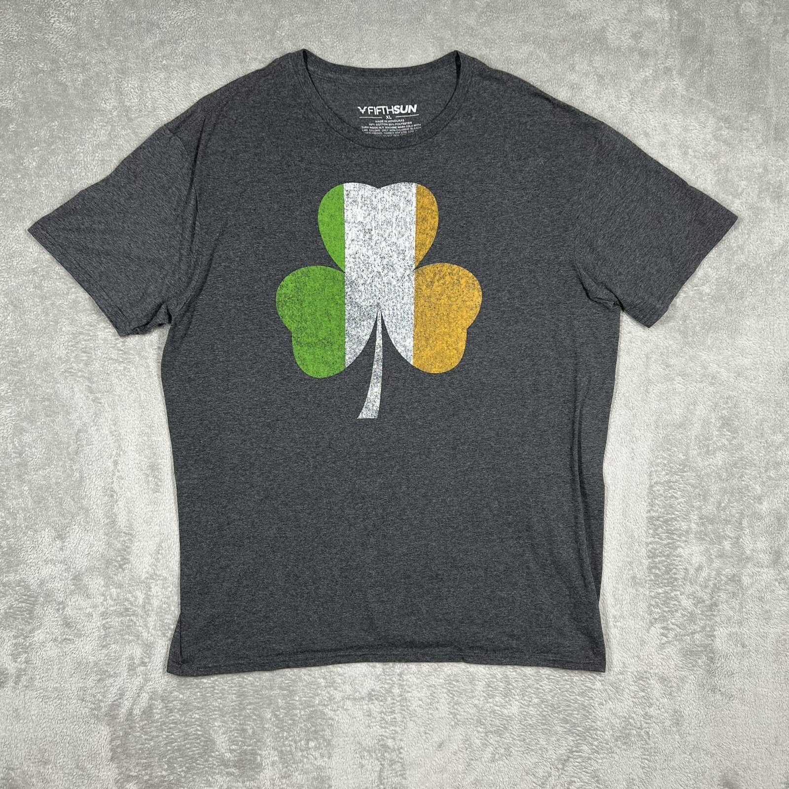 FifthSun Mens XL Dark Grey T-Shirt Ireland Themed Clover Graphic Tee