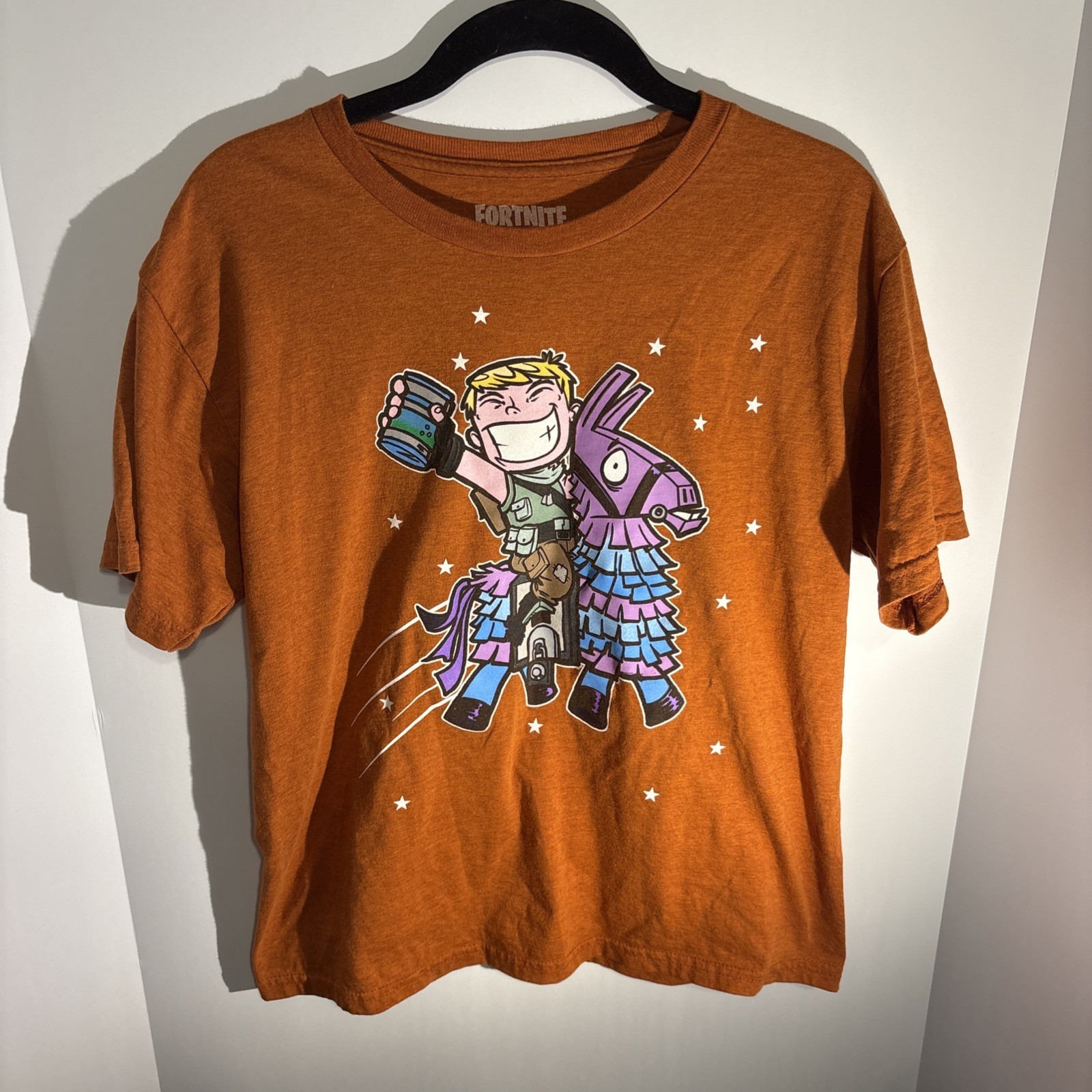 FORTNITE ‘Jonsey Default & Loot Llama’ 100% Cotton T-shirt, 2XL – Orange