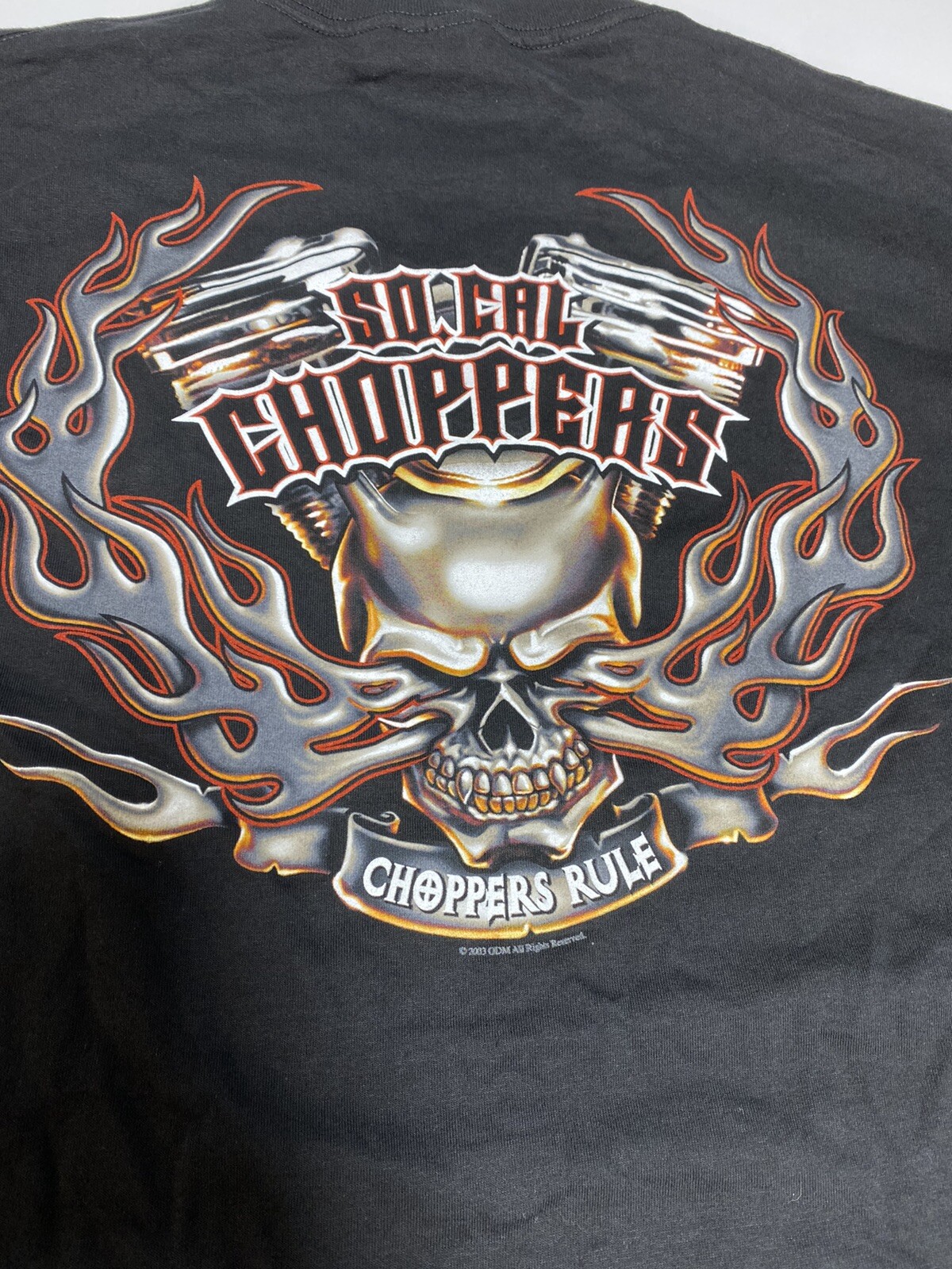 VINTAGE SO CAL CHOPPERS RULE 2XL SHIRT BLACK NWT SKULL FLAMES RARE