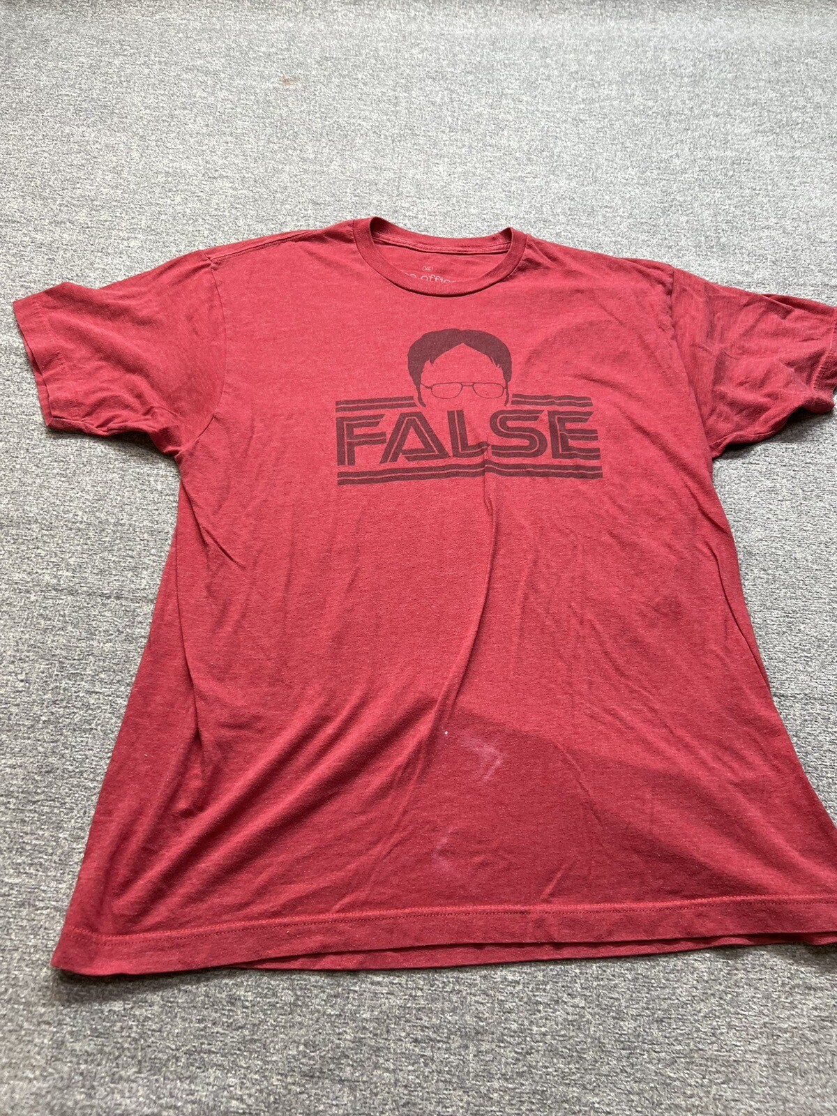THE OFFICE Dwight Schrute FALSE T-Shirt MENS XL Red Short Sleeve Crew Neck