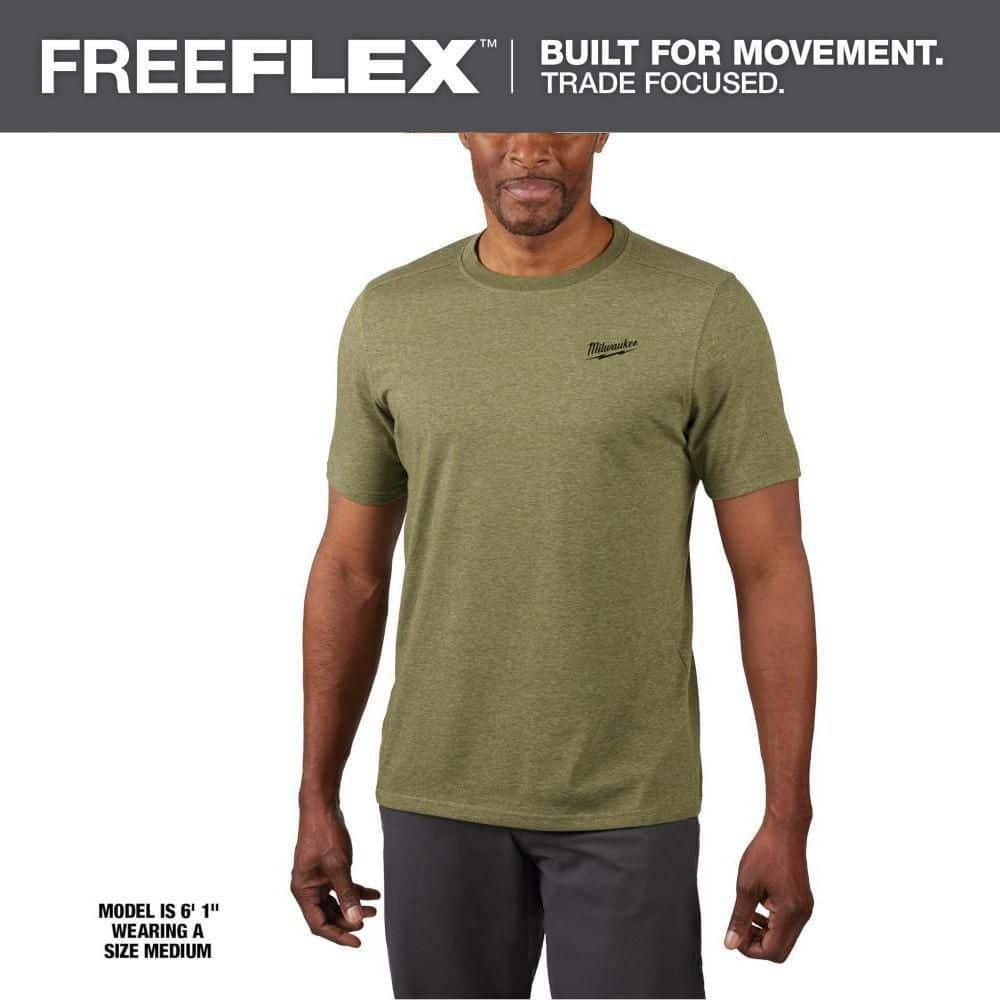Milwaukee Men’s Large Green Cotton/Polyester Short-Sleeve Hybrid Work T-Shirt