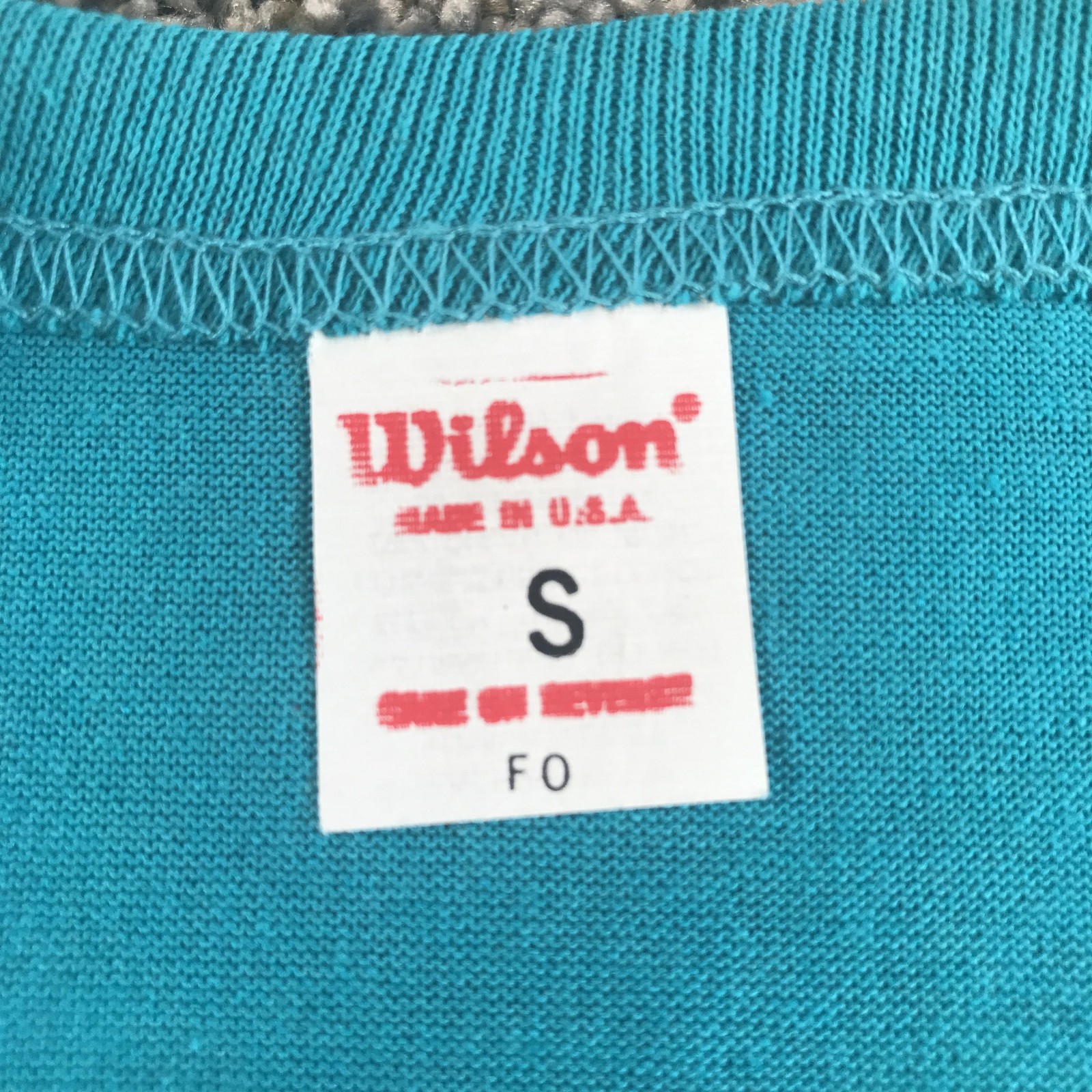 Vintage Wilson Shirt Mens Small Aqua Teal Blue Henley Jersey 50/50 Athletic