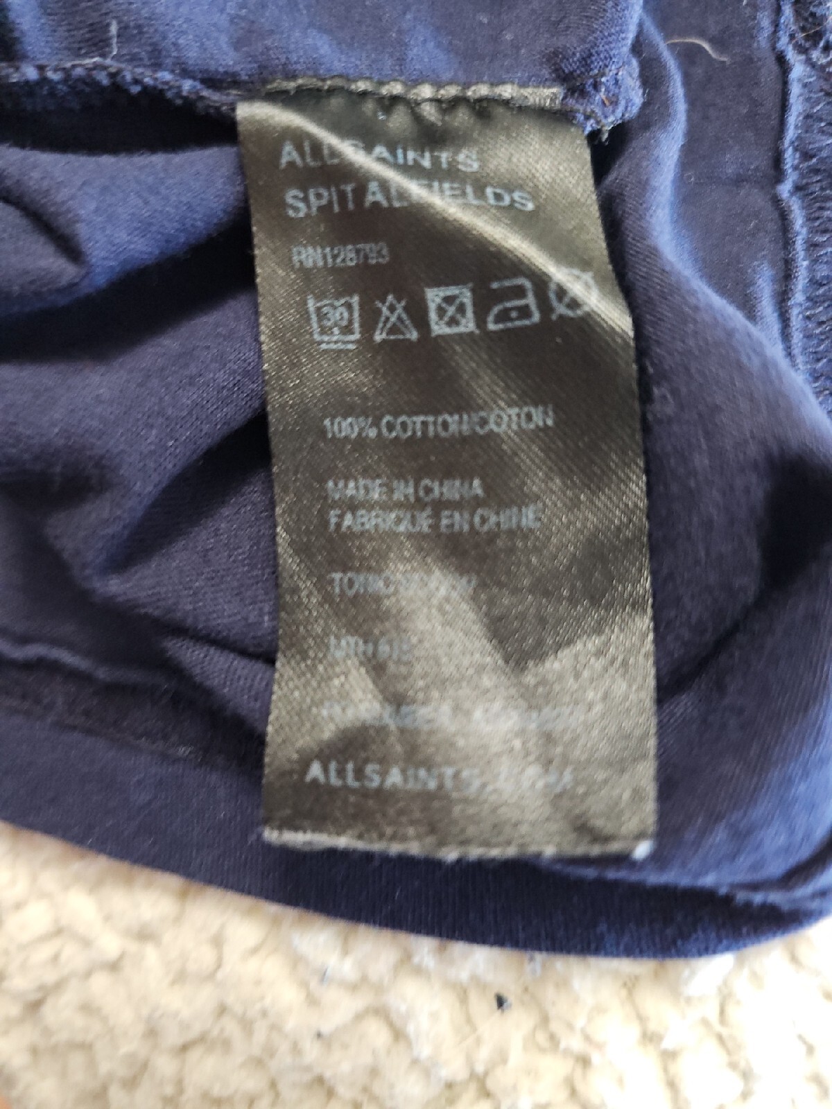 ALLSAINTS Spitalfields Jacks Place Blue S/S Tonic Scoop Neck Shirt Sz XS