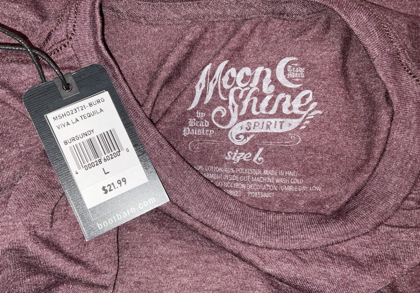 NWT Men’s Brad Paisley Moon Shine Spirit Viva La Tequila T-shirt Burgundy Large