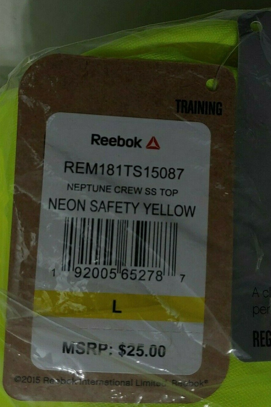 Reebok Neptune Crewneck Shirt Gym Exercise Neon Yellow Men’s Medium-Large