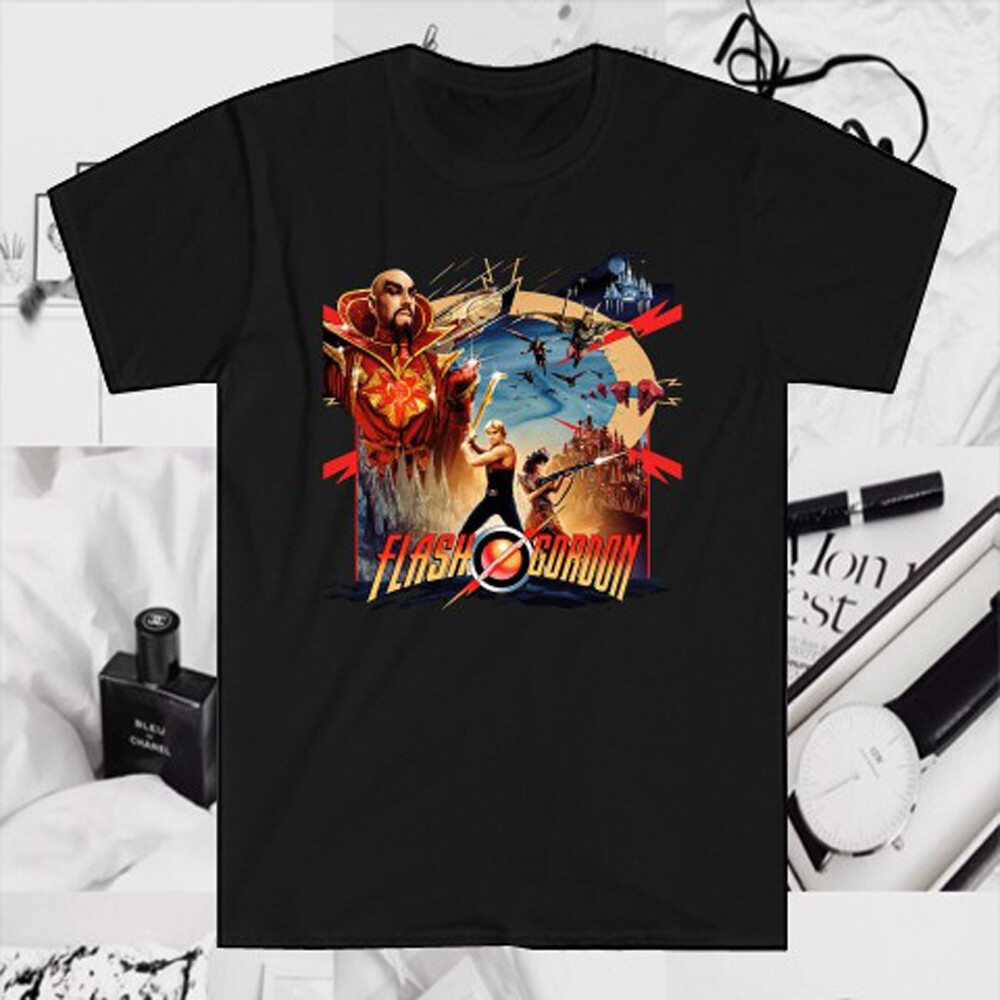 Flash Gordon Movie TV Series Men’s Black T-Shirt Size S to 5XL