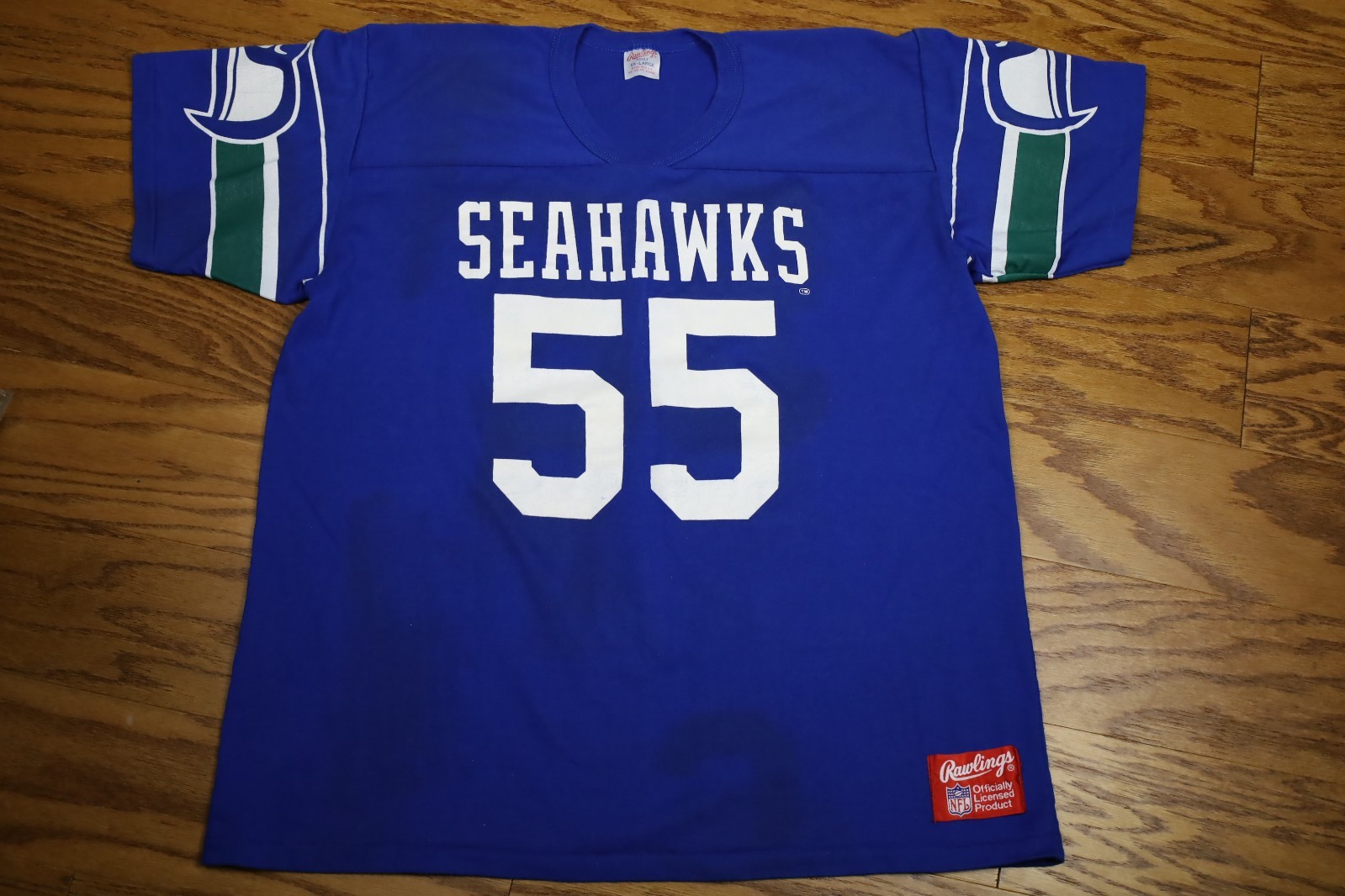 Vintage 80s Seattle Seahawks Rawlings 55 Brian Bosworth Jersey Shirt Cotton XXL