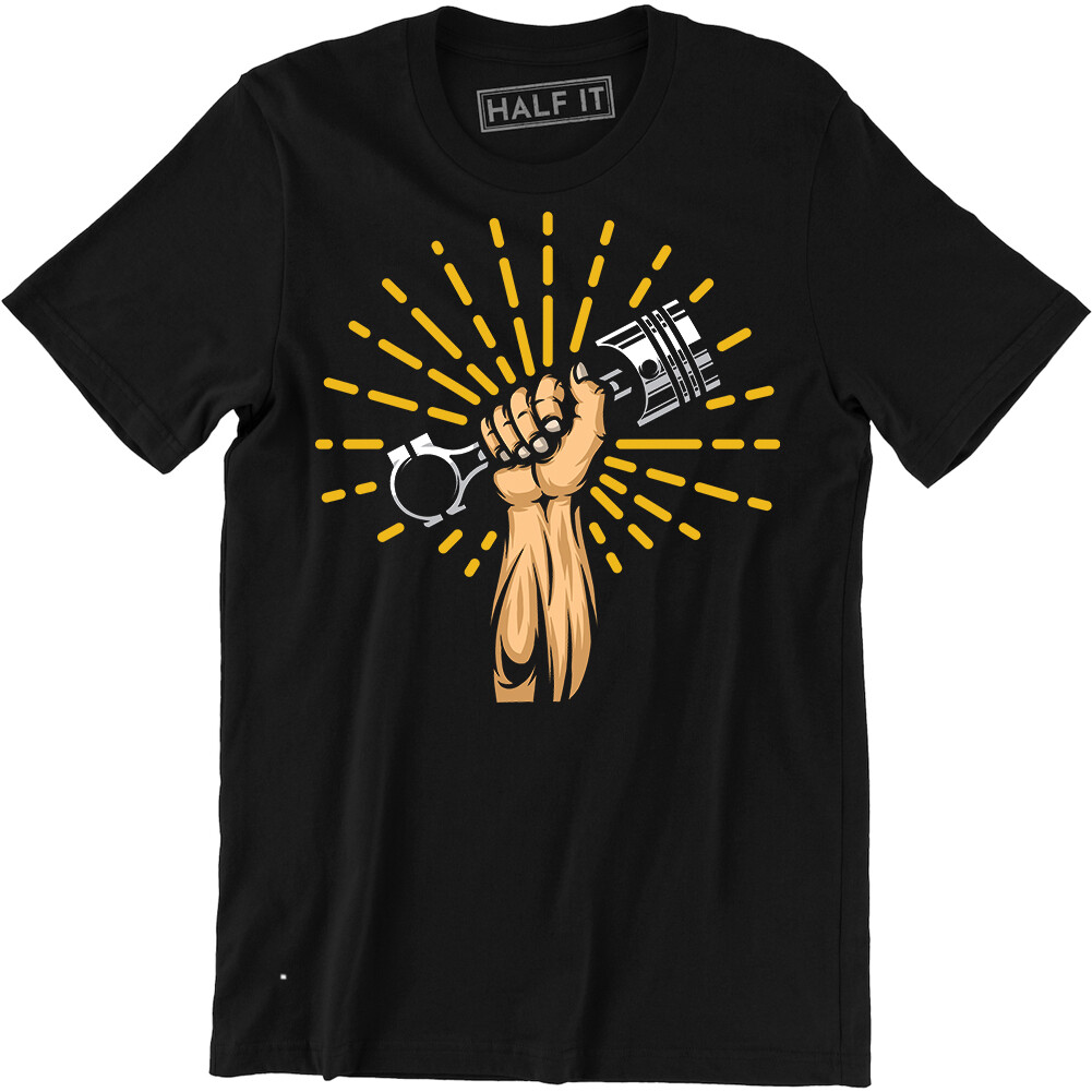 Mechanic Hold Piston Car Engine Motor Shirt Funny Parts Repair Gift Tee T-shirt