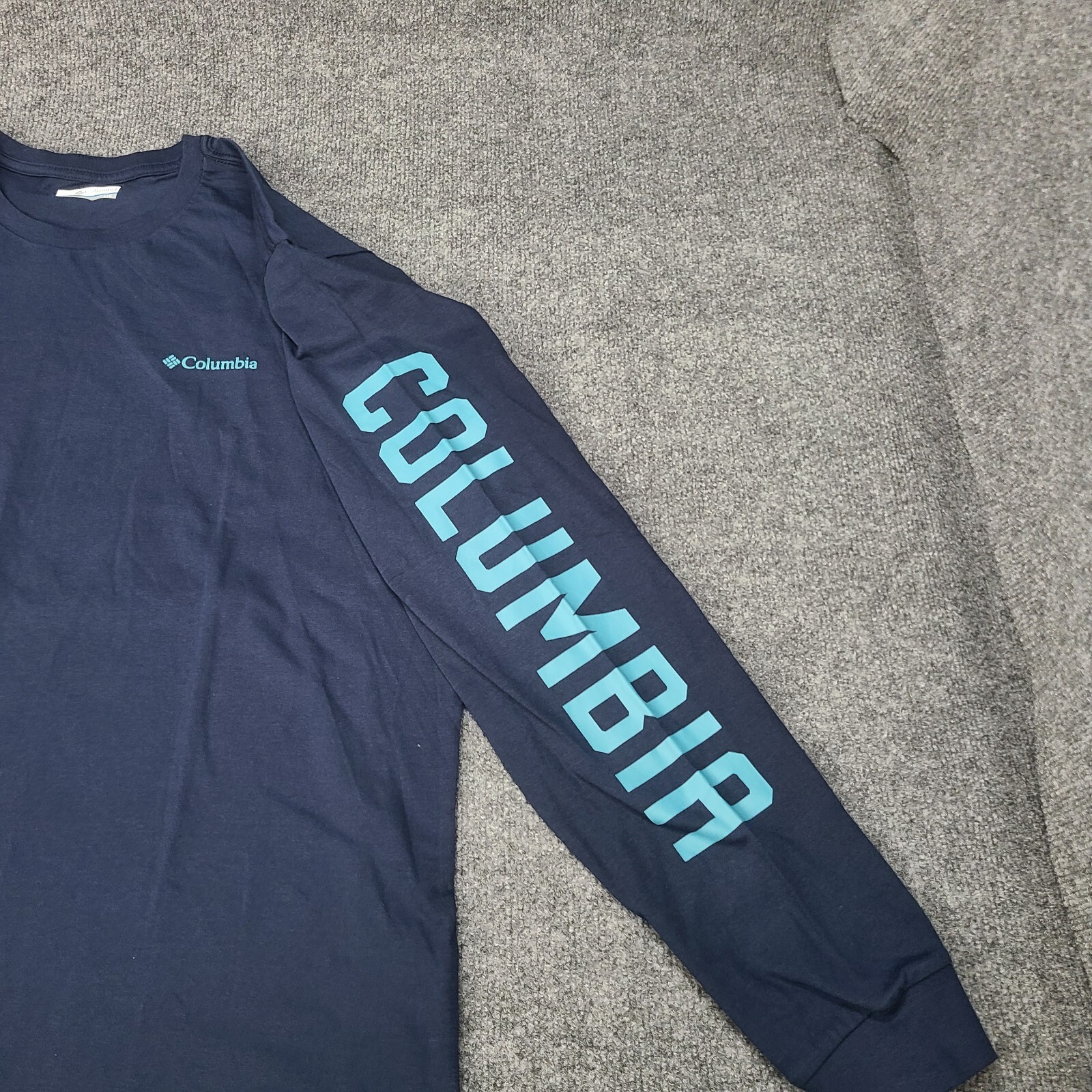 Columbia Shirt Mens Large Blue Teal Longsleeve Lightweight Cotton Outdoor 2692
