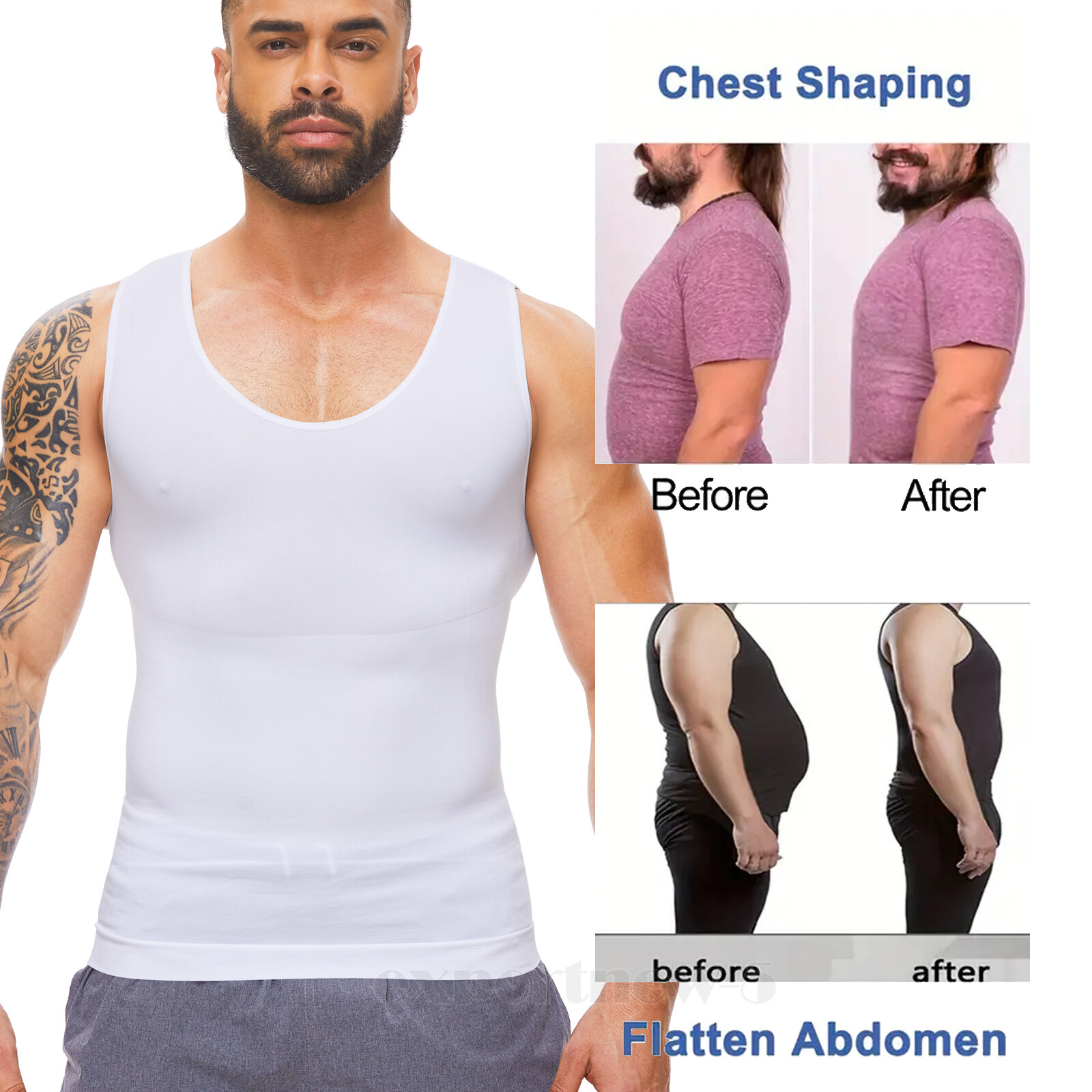 Men’s Body Shaper Gynecomastia Compression Ionic Shaping Shirt Slimming Tank Top