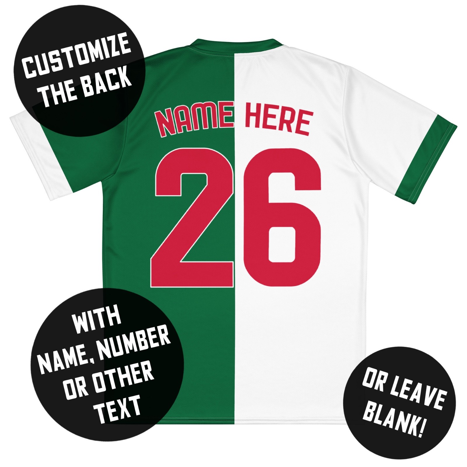 Algeria Flag Soccer Jersey, Unisex Adult, Custom Back Print, Eco Friendly Shirt