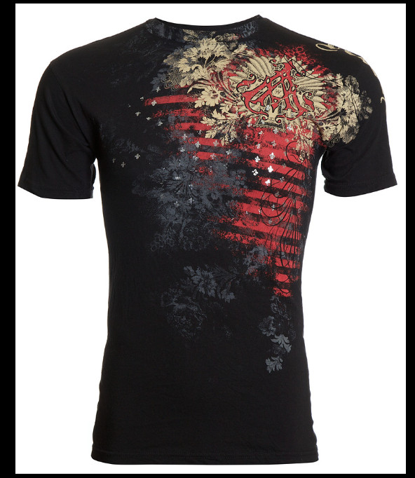 ARCHAIC by AFFLICTION Black WALLPAPER Short Sleeve Slim Fit Y2K T-shirt NWT