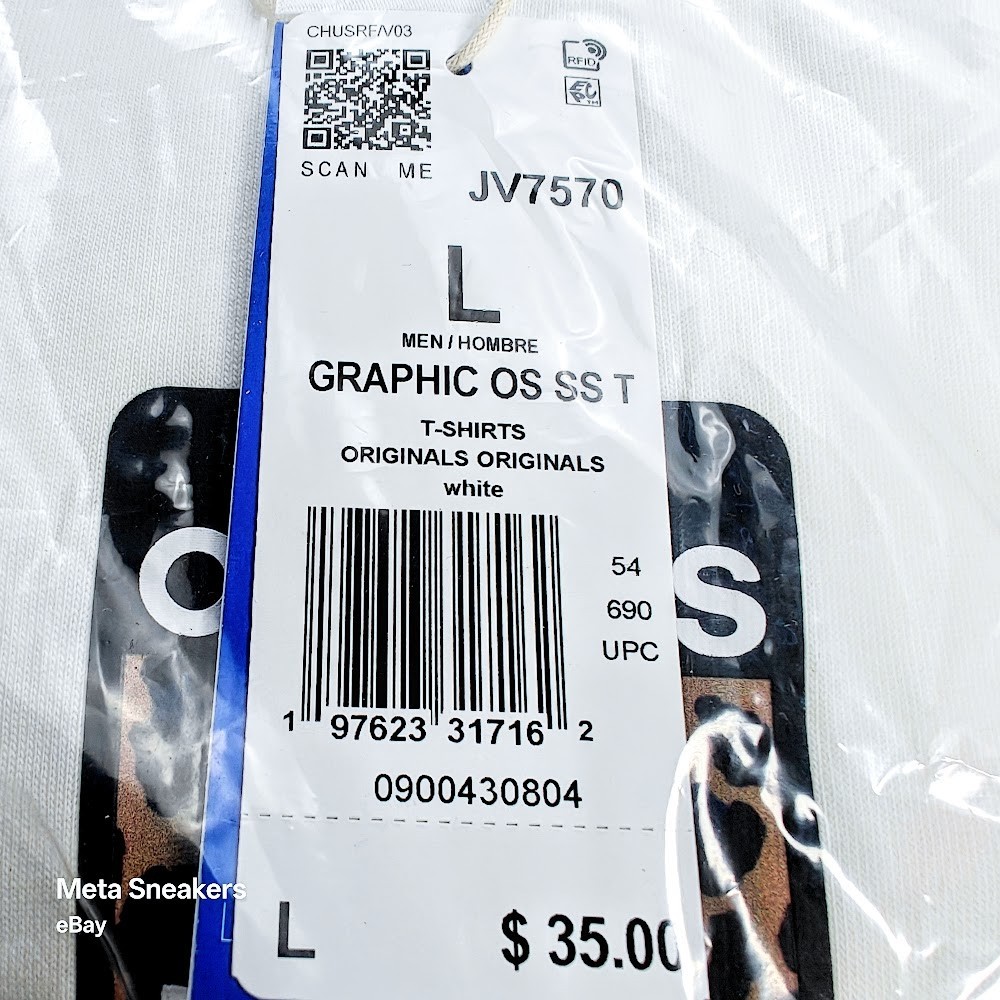 Adidas L Men’s T Shirt White Oversized Retro Leopard Trefoil Graphic Cotton NWT