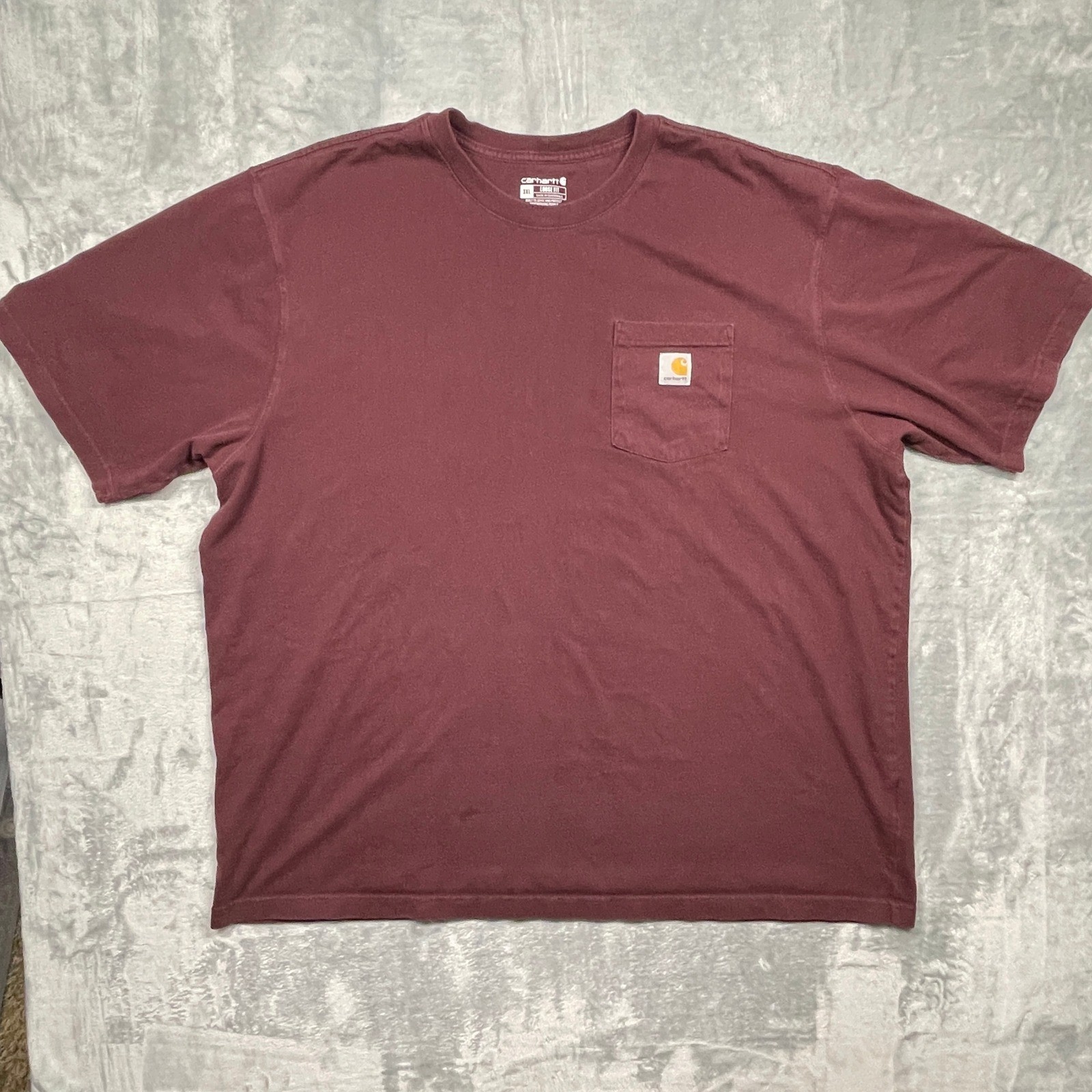 Carhartt K87 Pocket T-Shirt Mens 3XL Maroon Loose Fit Cotton Work Tee K87-M