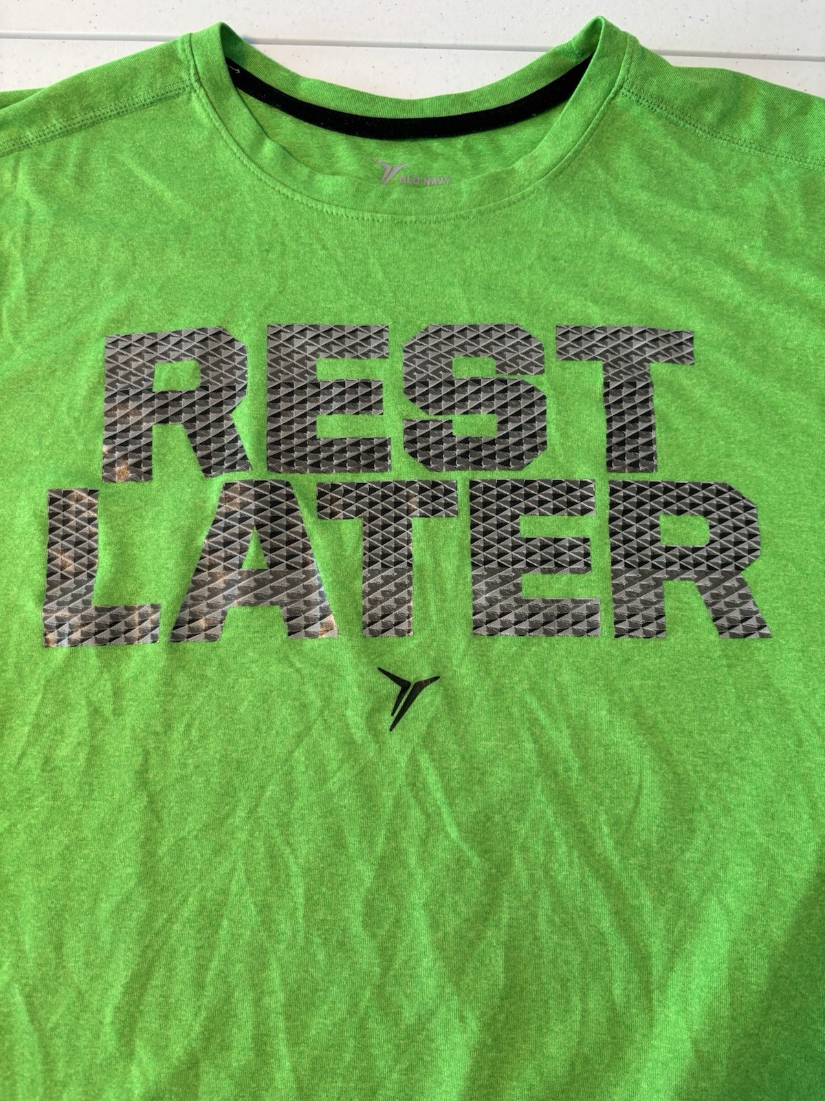 Old Navy Active Go-Dry Green “REST LATER” Graphic Logo T-Shirt Crew Neck XXL