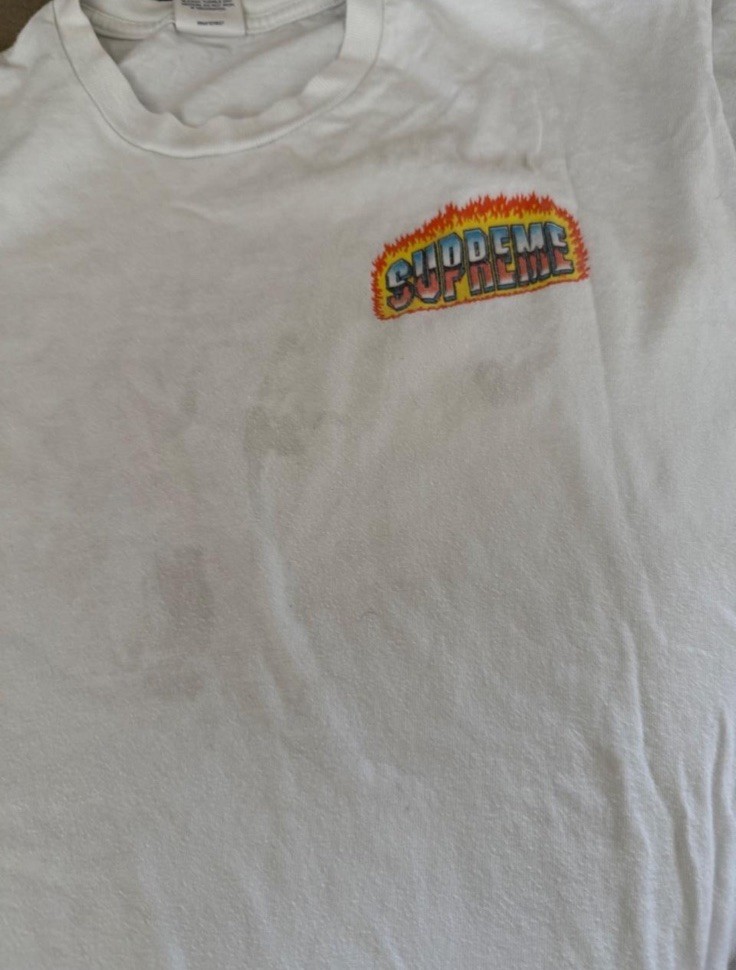 Supreme Streetwear Skater Graphic Chrome Flames Tee Size Medium