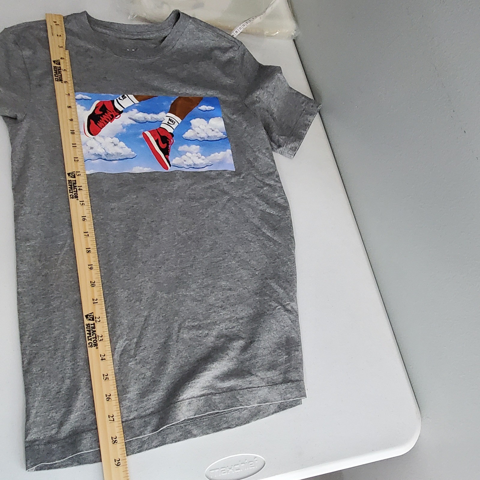 Jordan Gray Flight Skyborne AJ1 Bred Sky Graphic T-Shirt Mens Small Jumpman Tee