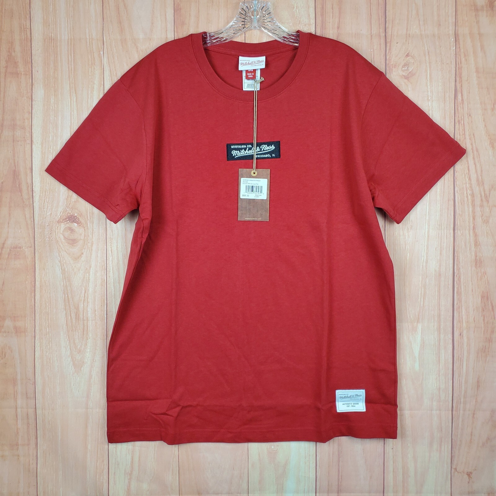 Mitchell & Ness T Shirt Mens Sz Medium Red Short Sleeve Crew Neck Pullover