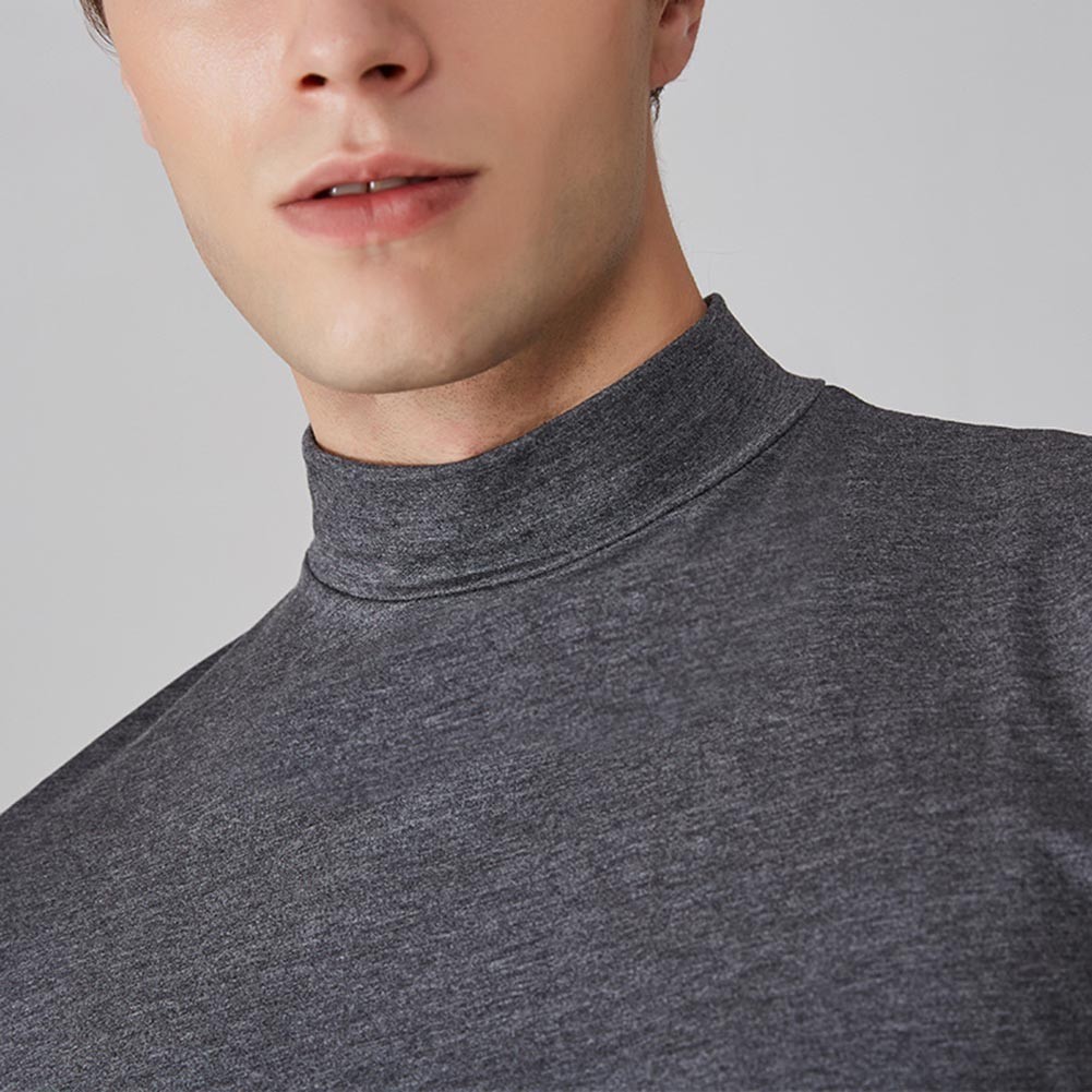 Men’s Casual T Shirt Short Sleeve for Slim Fit Half High Neck Solid Summer Wear