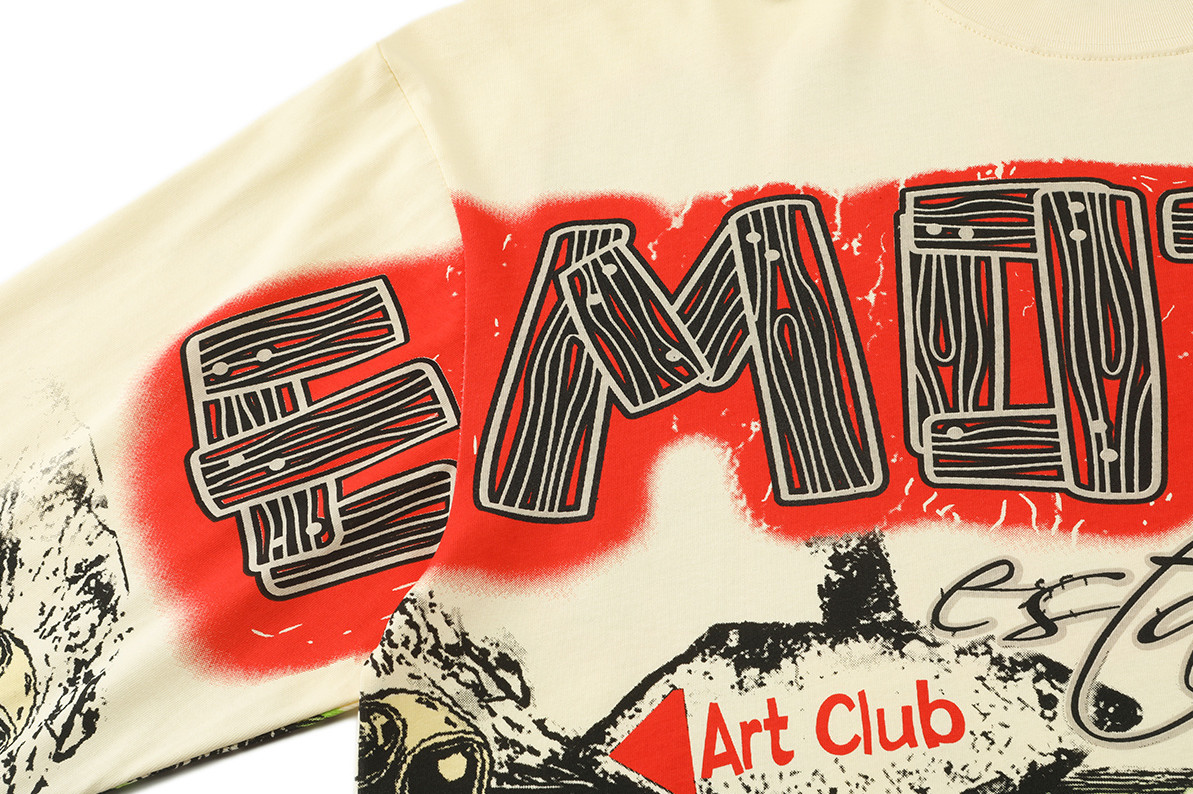 NEW 2026 Mixed Emotion “Art Club” Cream Graphic Long Sleeve Cotton S-XL
