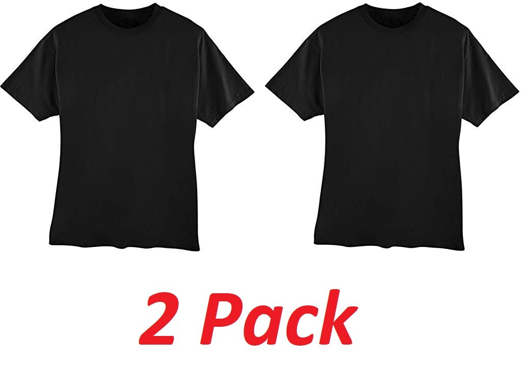 Men’s Hanes Beefy-T Short Sleeve Black T-Shirt 100% Cotton 5180 Size: SMALL 2-PK