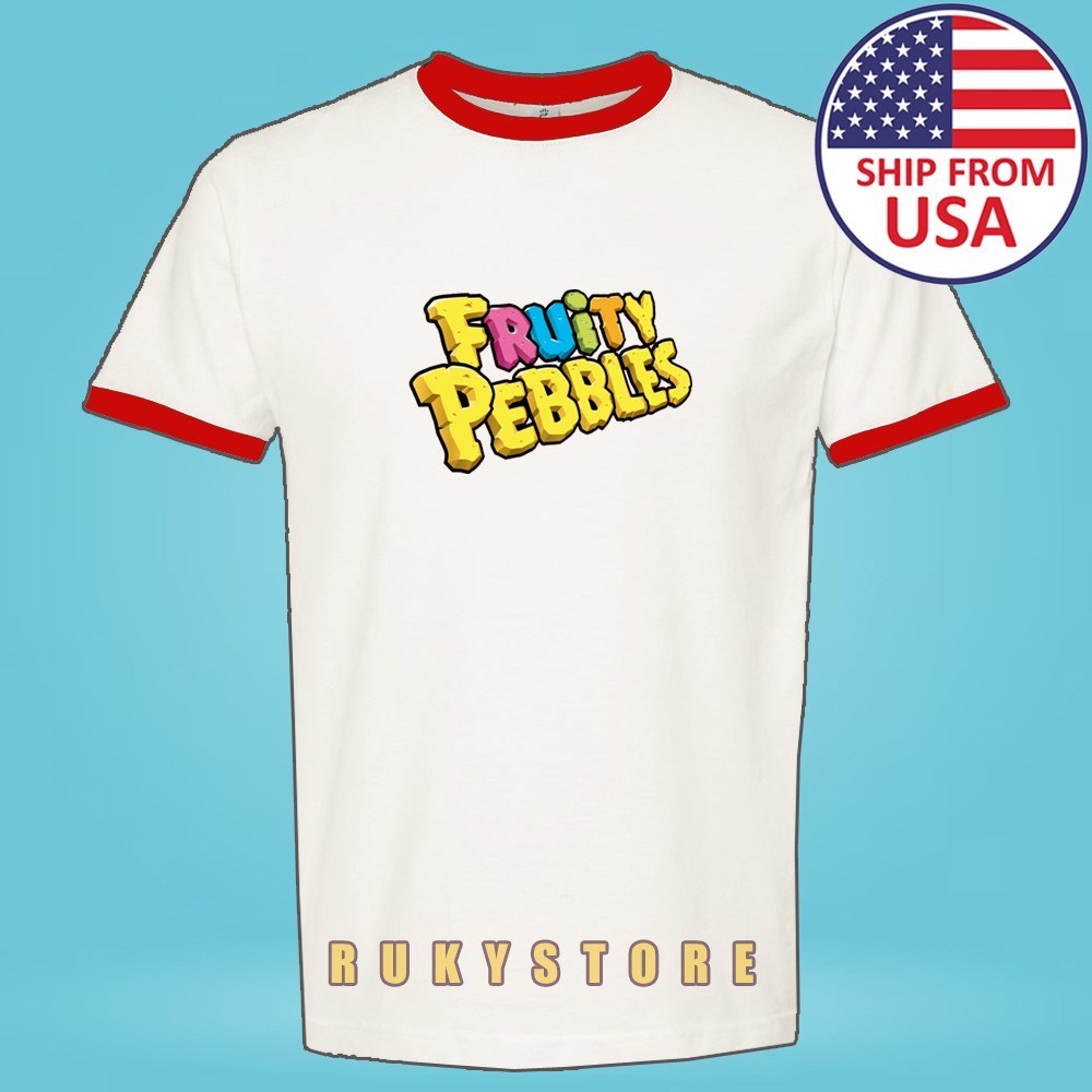 Fruity Pebbles Cereals Men’s Ringer Red Size S-3XL
