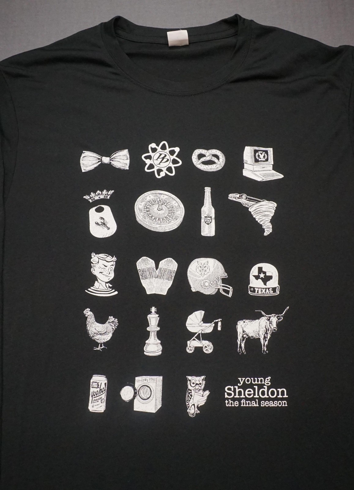Young Sheldon Final Season Shirt Mens Large Black Long Sleeve Crew Promo Tee