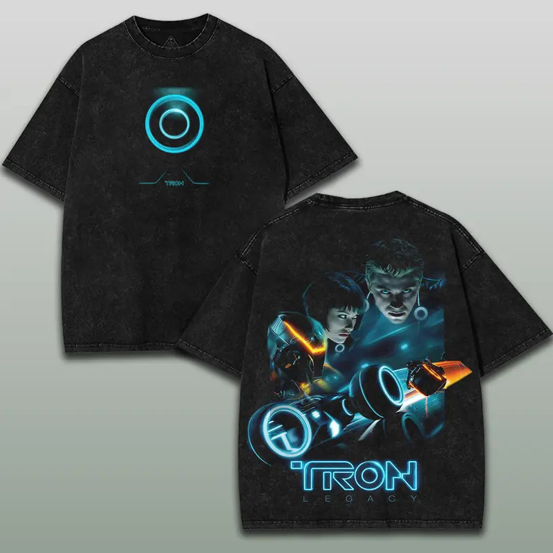 Tron Legacy Sci-Fi Streetwear Tee Double Printed Graphic Tee Streetwear T-Shirt
