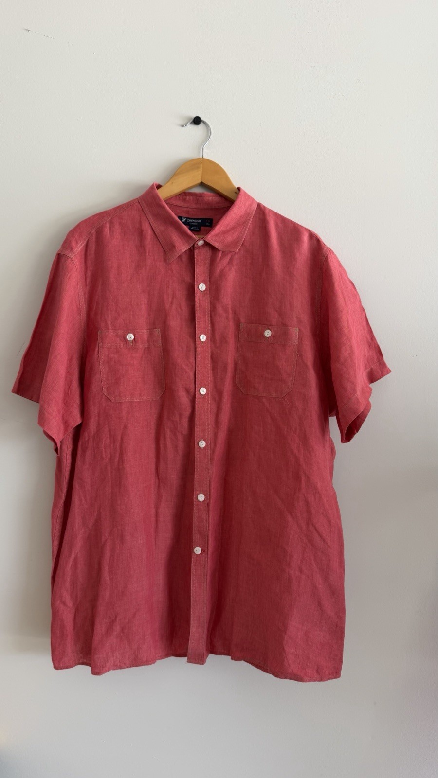Cremieux Mens 100% Linen Long Sleeve Button Up Shirt Size XXL Red Collared Soft