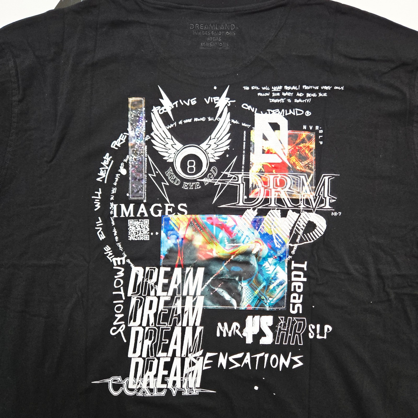 Dreamland Men’s Big & Tall T-Shirt Black Classic Multi Color Design Graphic 6XL