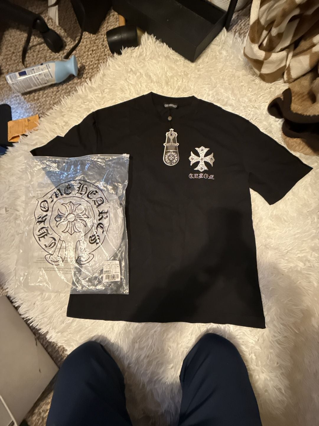 Chrome Hearts x Comme des Garçons Rhinestone Cross T-Shirt Black XL