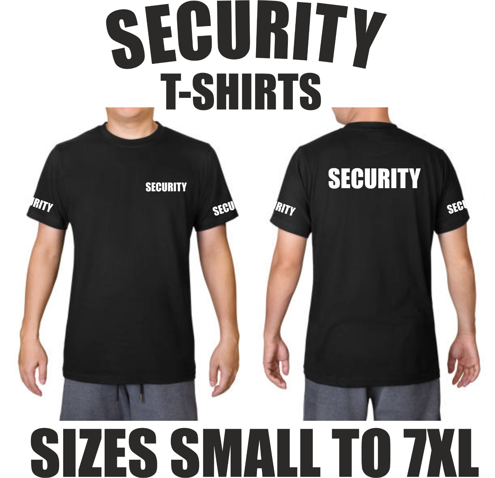 SECURITY T-SHIRT BODYGUARD DOORMAN SIZES S-7XL PRINTED FRONT/BACK/SLEEVES TSHIRT