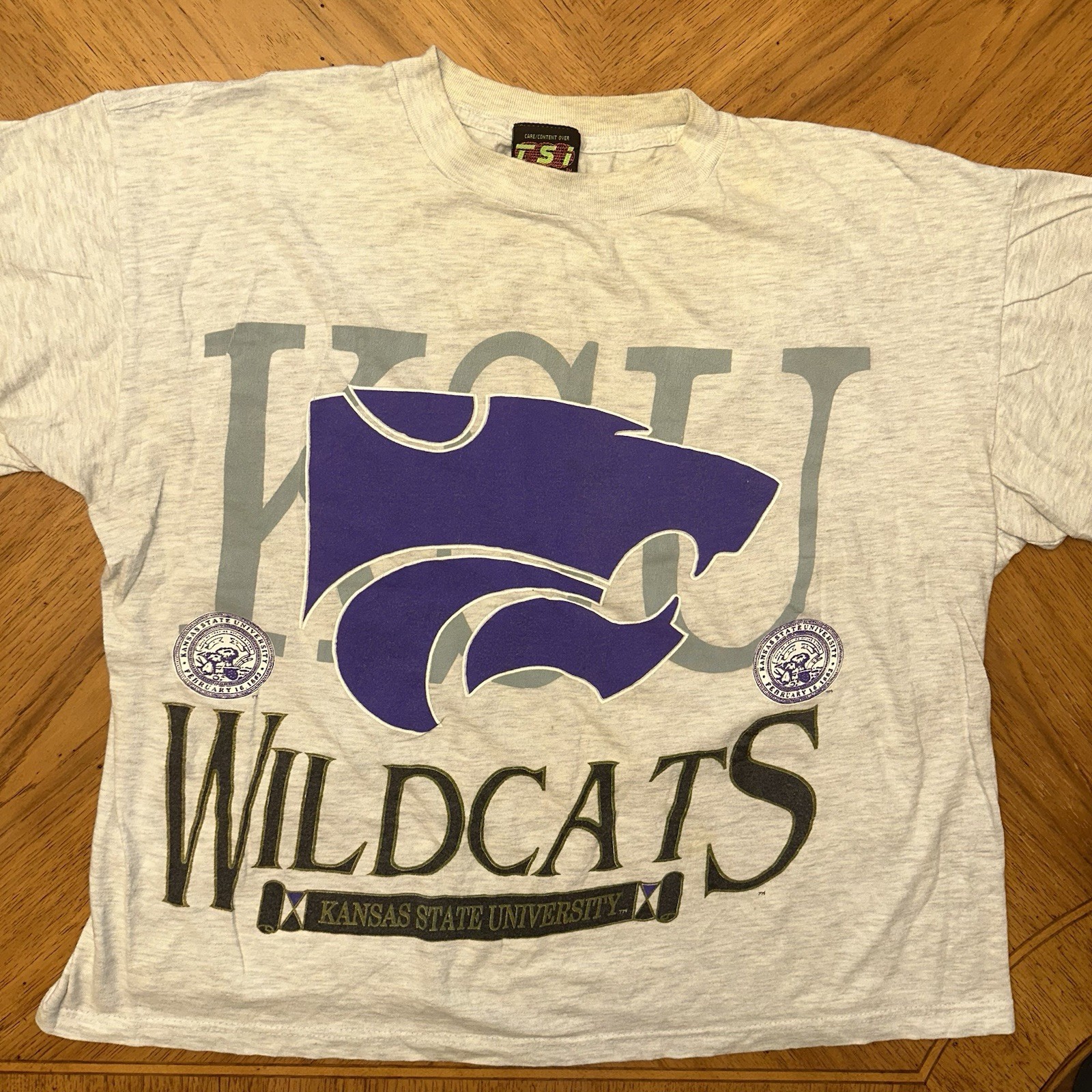 Vintage Kansas State University Tshirt Adult Gray Size XL TSi KSU Wildcats Tee