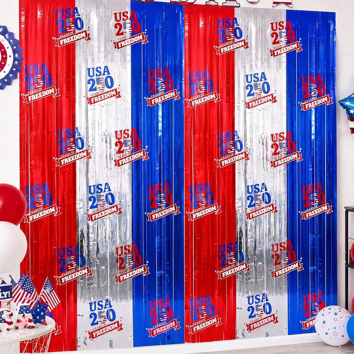4Th of July Decorations – 2 Pack Red White and Blue Streamer for 250Th Anniversa