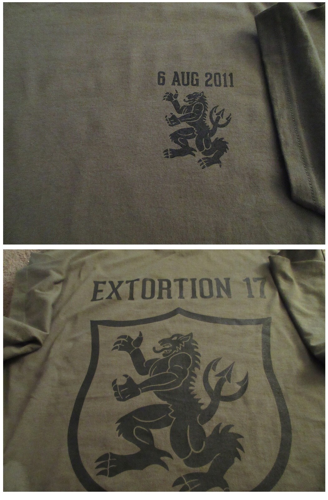 Navy SEALS EXTORTION 17 Gold Squadron 8/6/11 T-SHIRT XL ORIGINAL US DESIGN