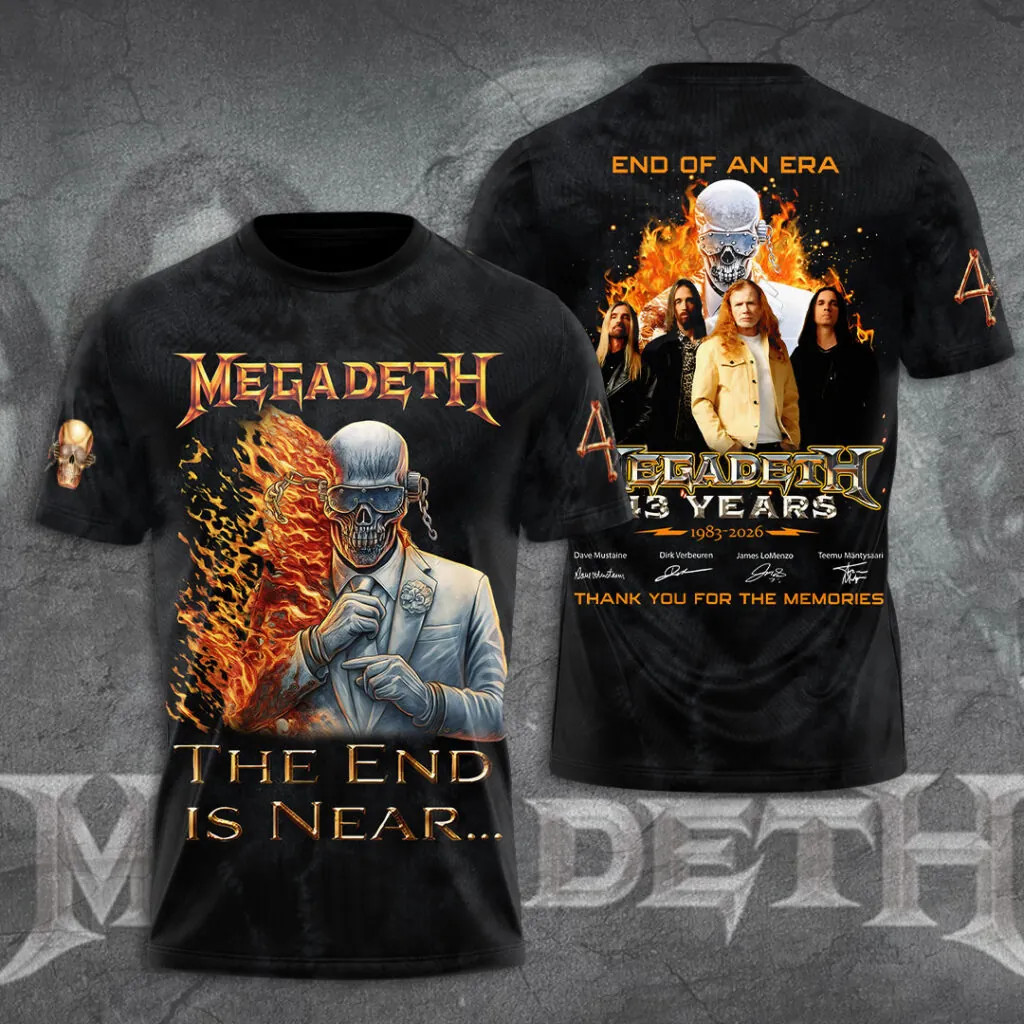 The end is near Megadeth 3D AOP Unisex S-234XL Shirt Gift Family D2358