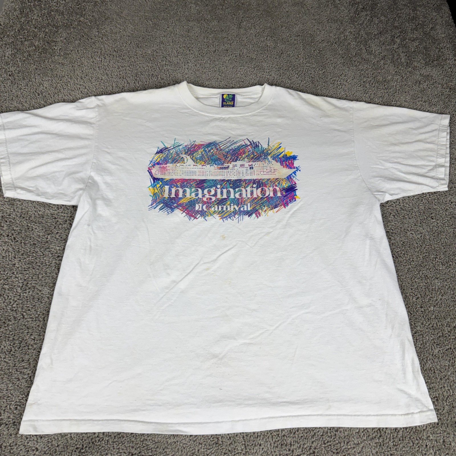 Vintage Carnival Imagination Cruise Shirt Mens 2XL White Tee Island Shirtworks