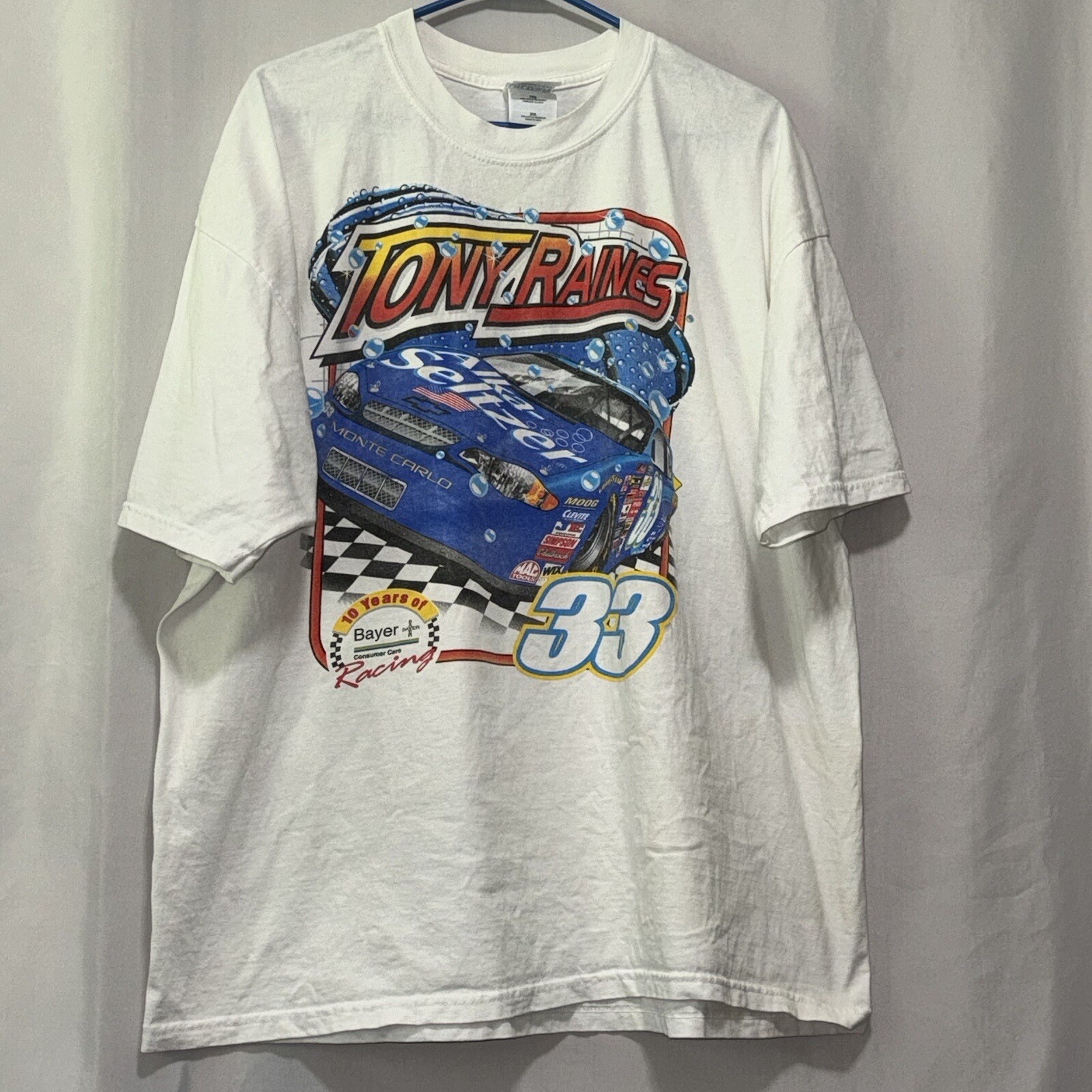 NASCAR Tony Raines Front BACK Racing T Shirt #33 Size 2XL Read! E2200
