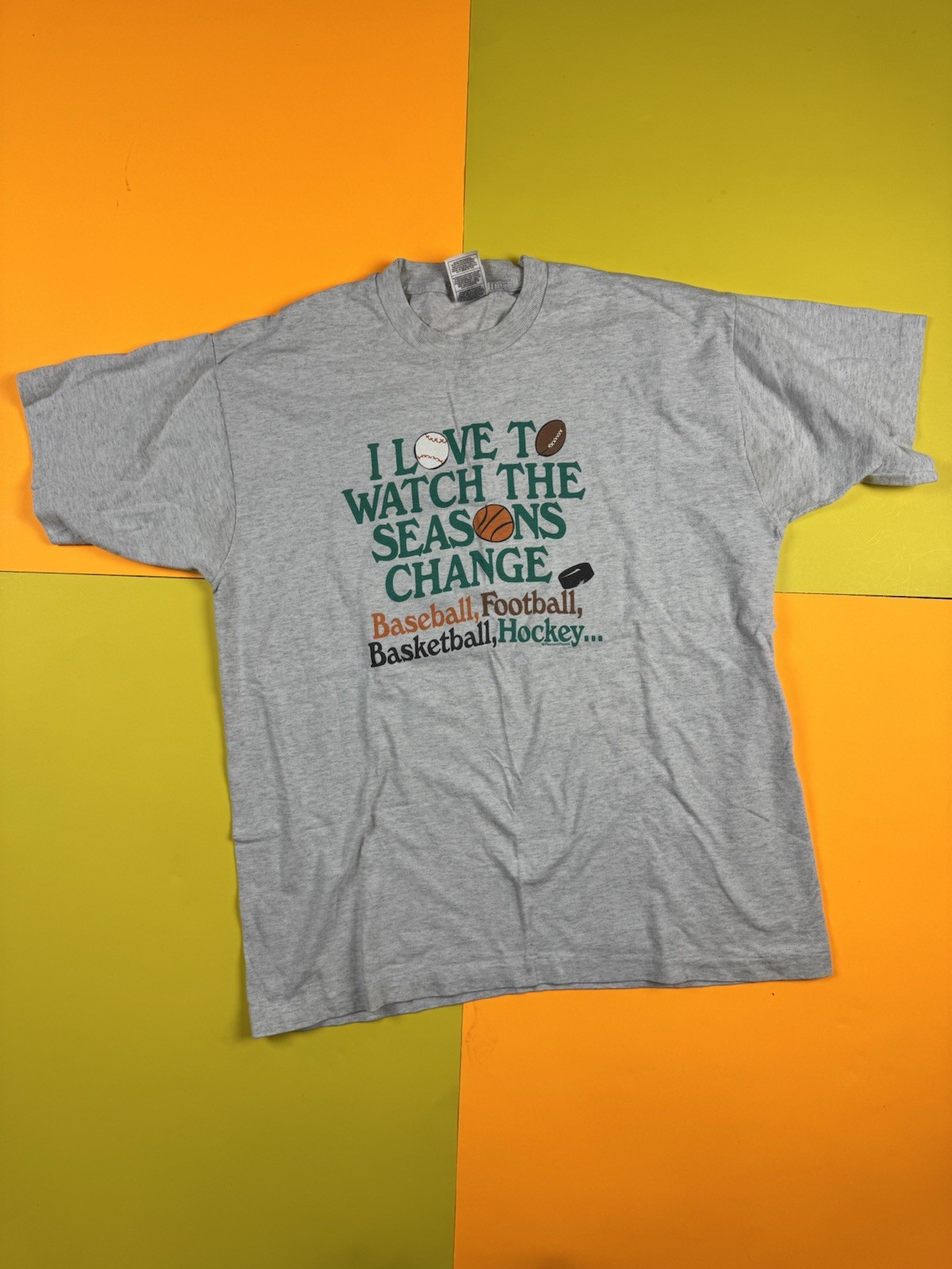 Vintage 90s Sports T Shirt Love To Watch Seasons Change XL Football Funny Fall
