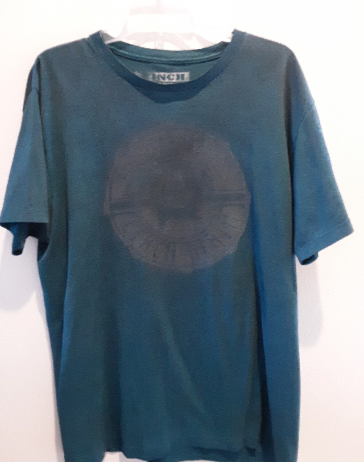 CINCH JEANS T-Shirt Cinch Emblem Weathered Look Sz L Teal Gray Cotton Polyester