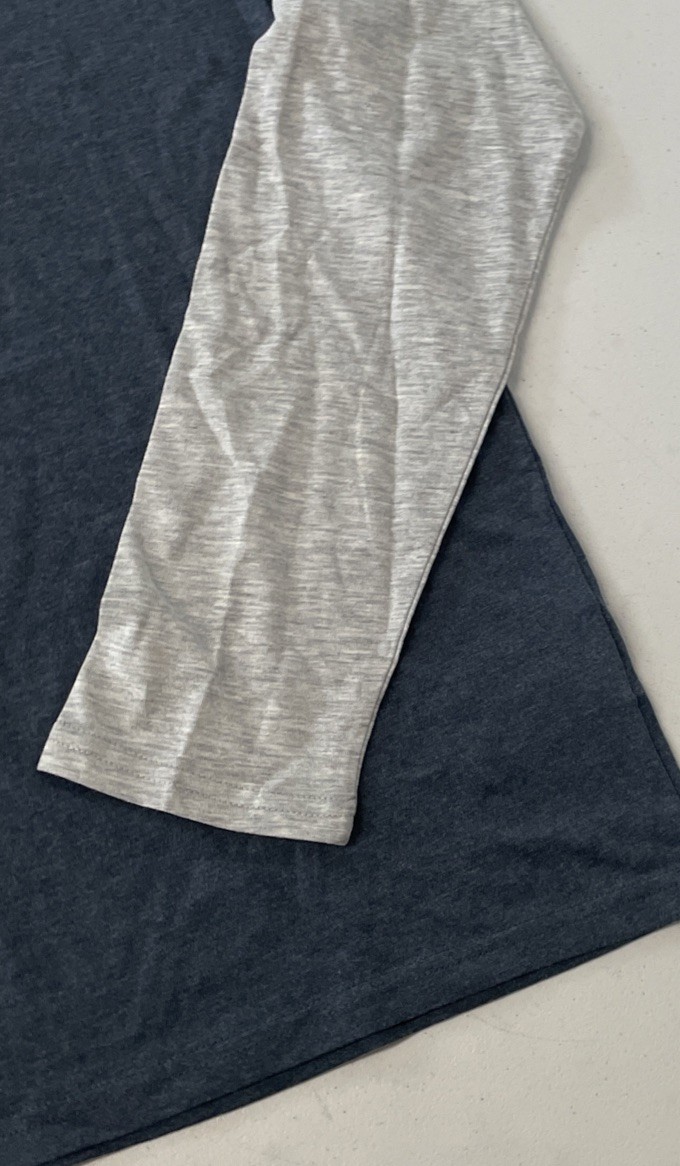 HURLEY Men’s Raglan Tee Shirt Colorblock Long Sleeve Pullover BLUE/GRAY MEDIUM