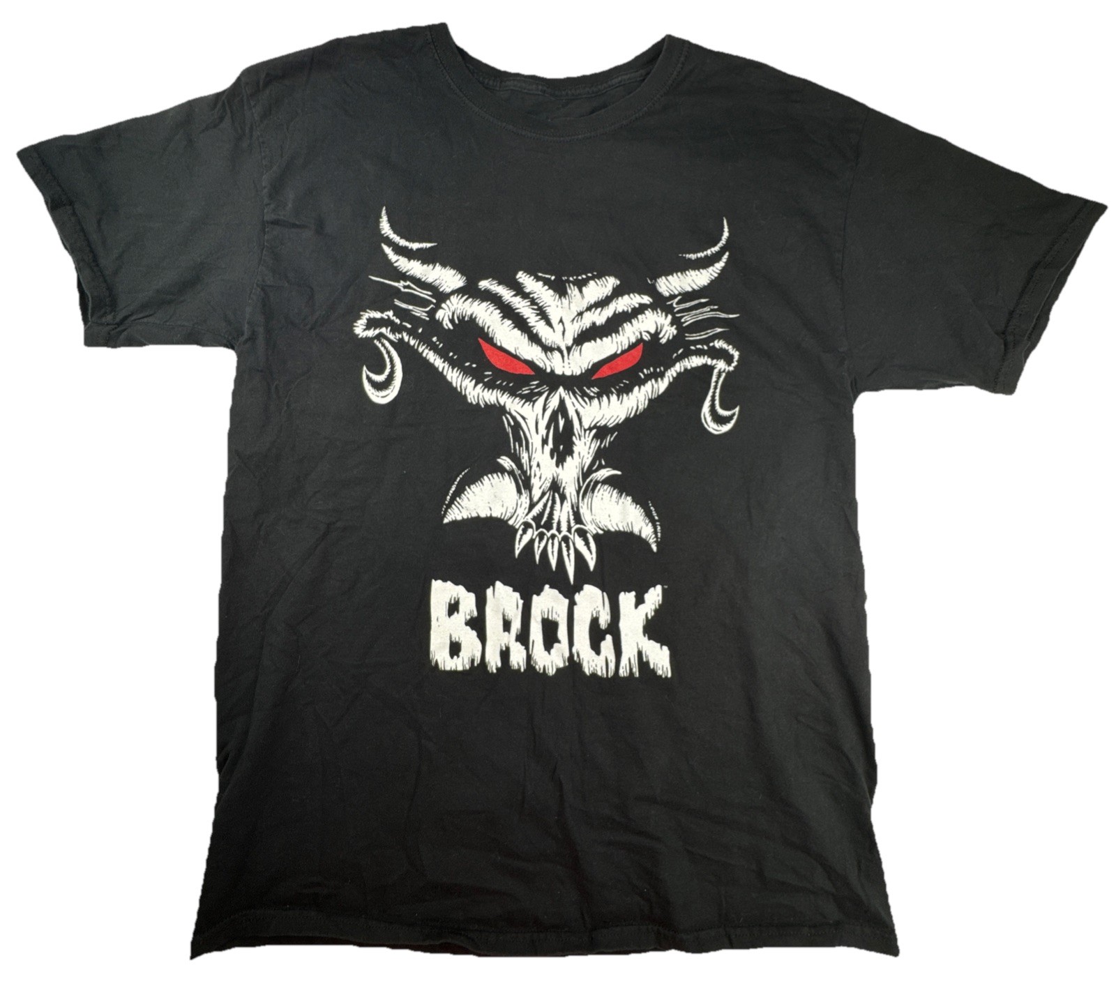 WWE Mens Brock Lesnar T-Shirt Large Black Cotton Wrestling Next Big Thing Skull