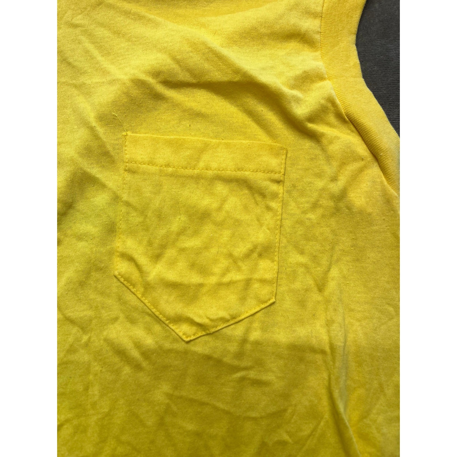 Pocket Muscle Yellow Sleeveless Tank Top Pocket T Shirt Mens L