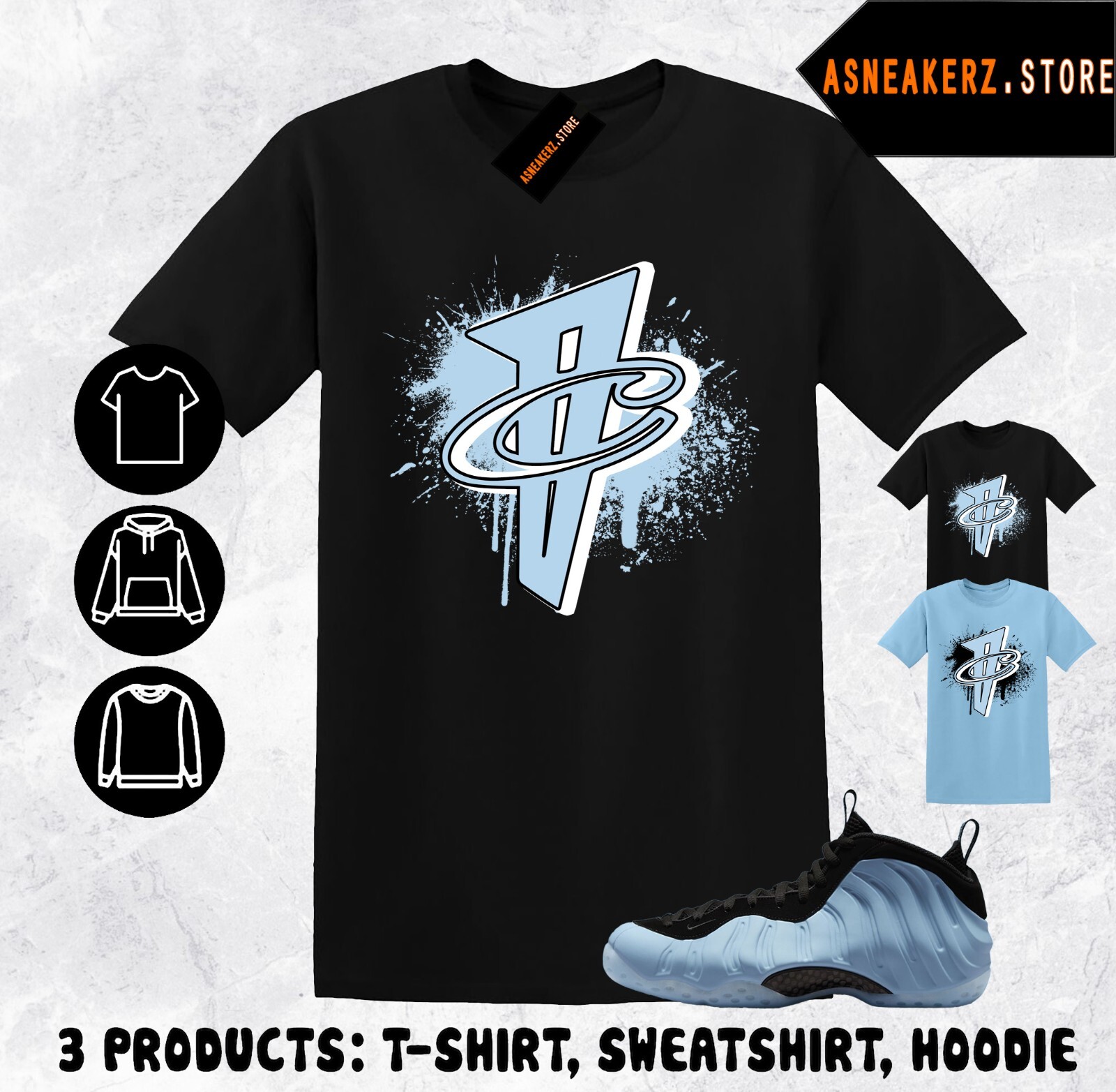 Tee Shirt Matching Foamposite One Psychic Blue Match Sneaker Number 1 Cent Penny